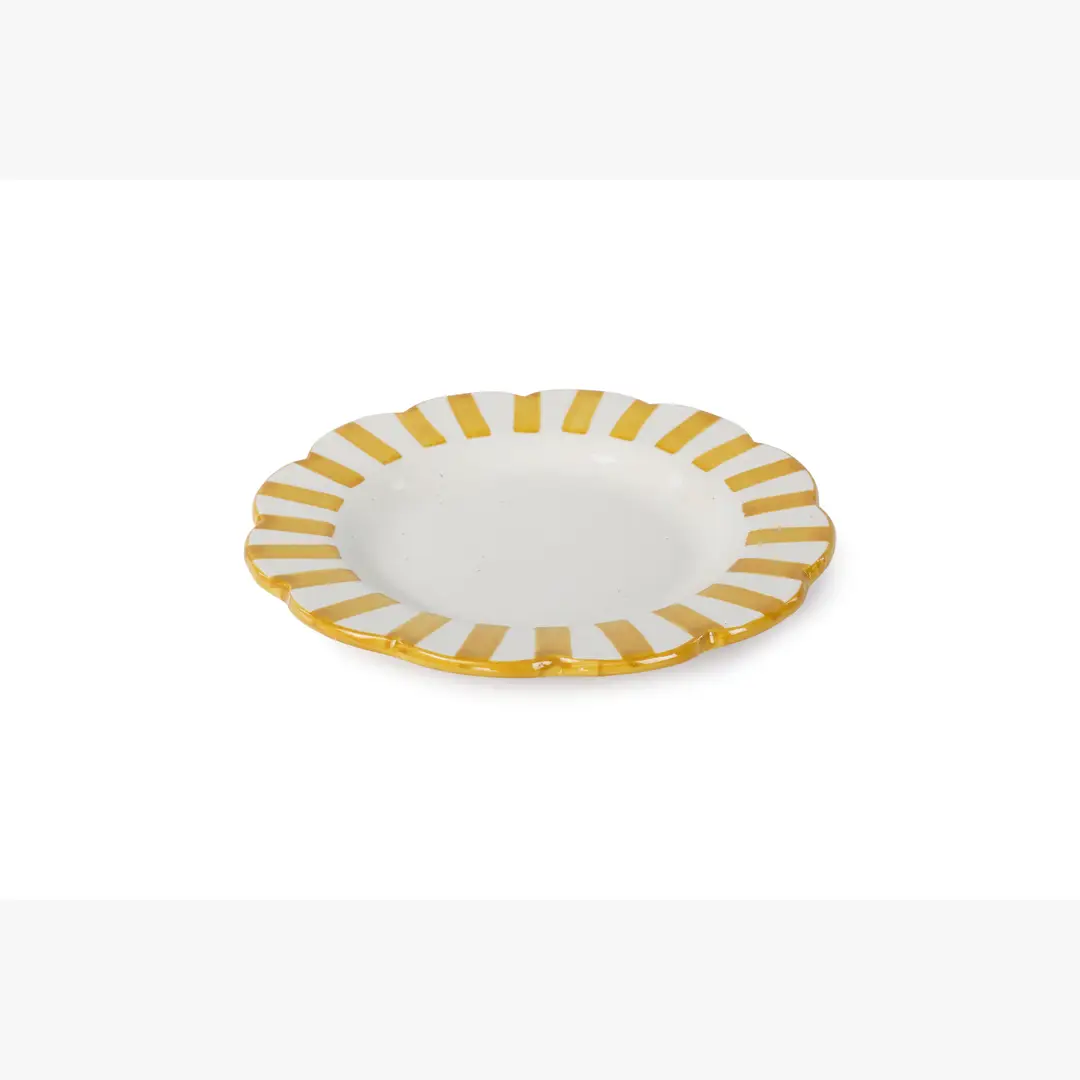 Ceramic stripe Salad Plate, Yellow- 8.25x 8.25 x 1.25 Inches - Image 3