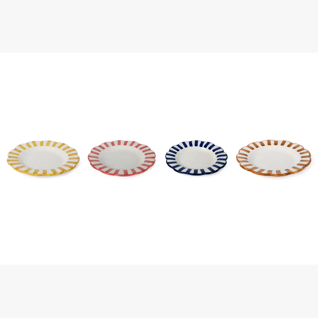 Ceramic stripe Salad Plate, Yellow- 8.25x 8.25 x 1.25 Inches - Image 4