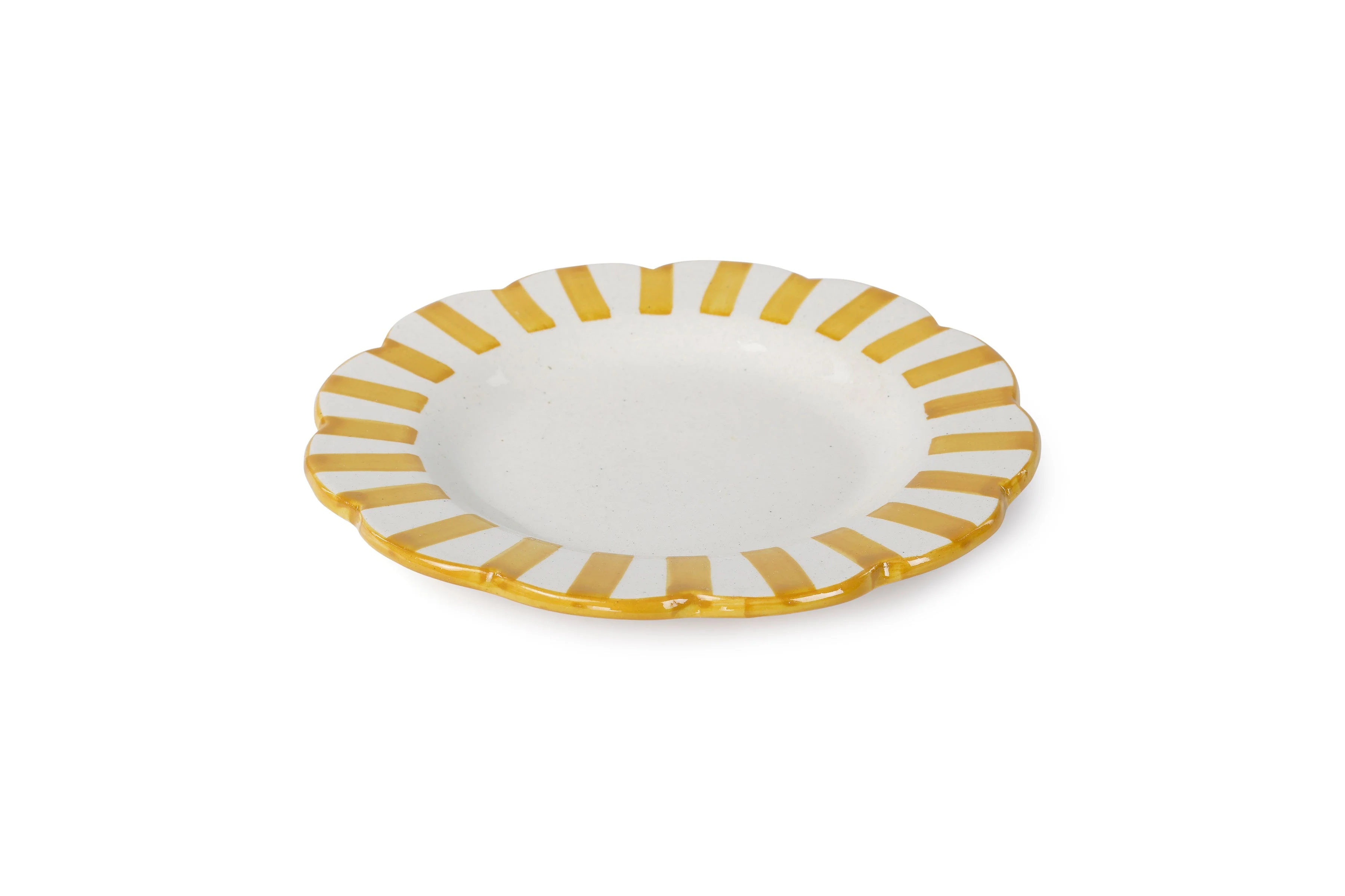 Ceramic stripe Salad Plate, Yellow- 8.25x 8.25 x 1.25 Inches ( Set of 4 ) - Image 4