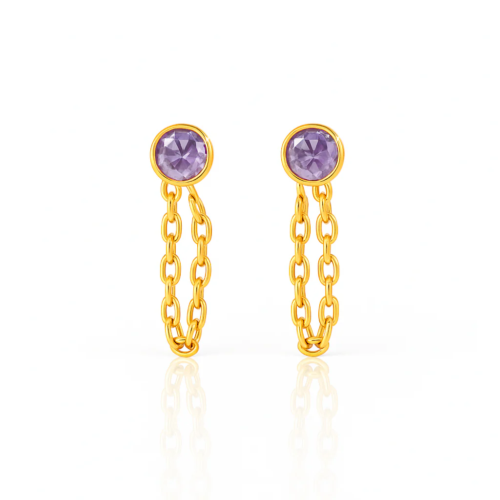 Chain Huggie Hoop Earrings - Image 5