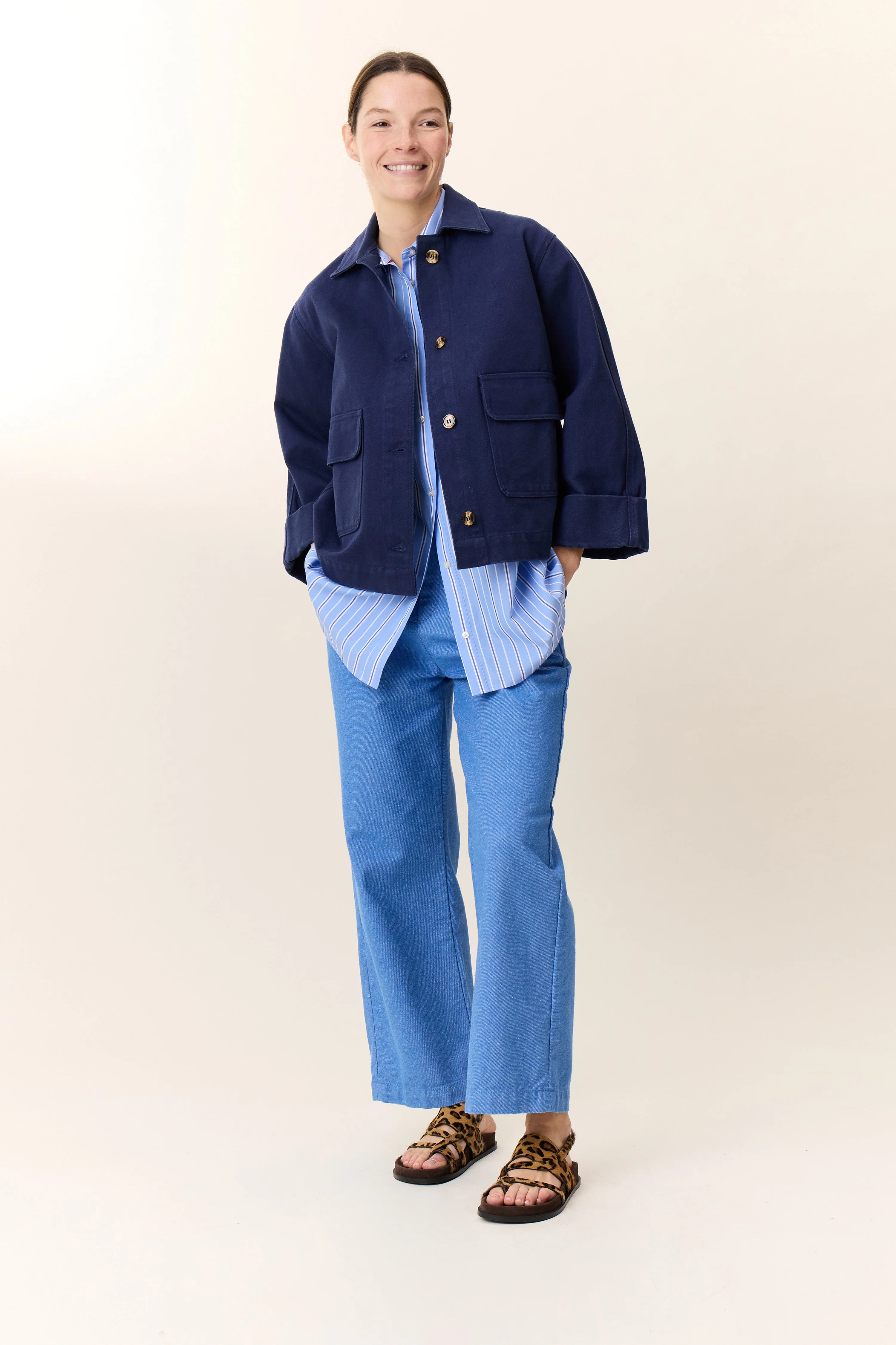 Leon & Harper - Chemise Clay Stripe - Blue - Image 4