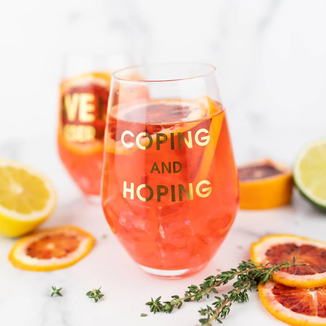Chez Gagné - Coping and Hoping Stemless Wine Glass - Image 2