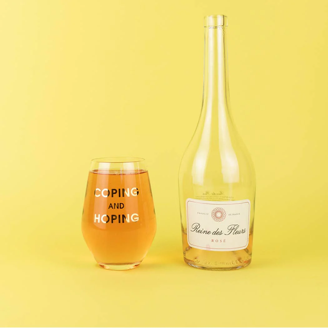 Chez Gagné - Coping and Hoping Stemless Wine Glass - Image 3