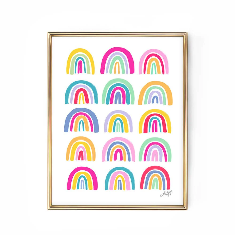 Colorful Rainbows Illustration - Art Print: 5x7