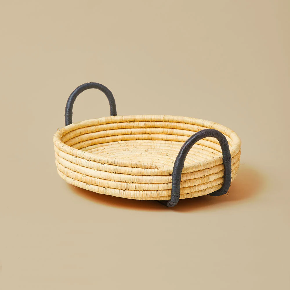 Contrast Handle Raffia Tray
