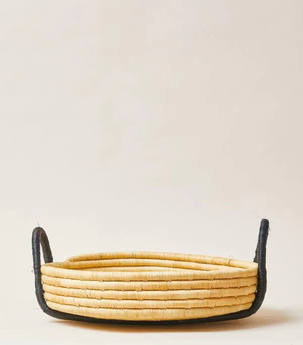 Contrast Handle Raffia Tray - Image 2
