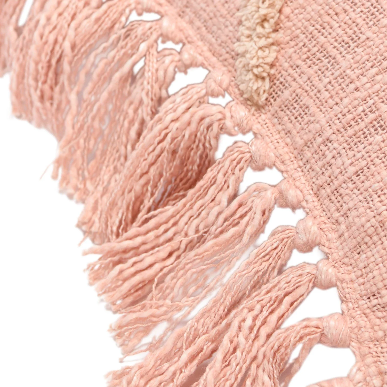 Cotton Blend Pillow w/ Tufted Pattern & Fringe - Pink - Image 3