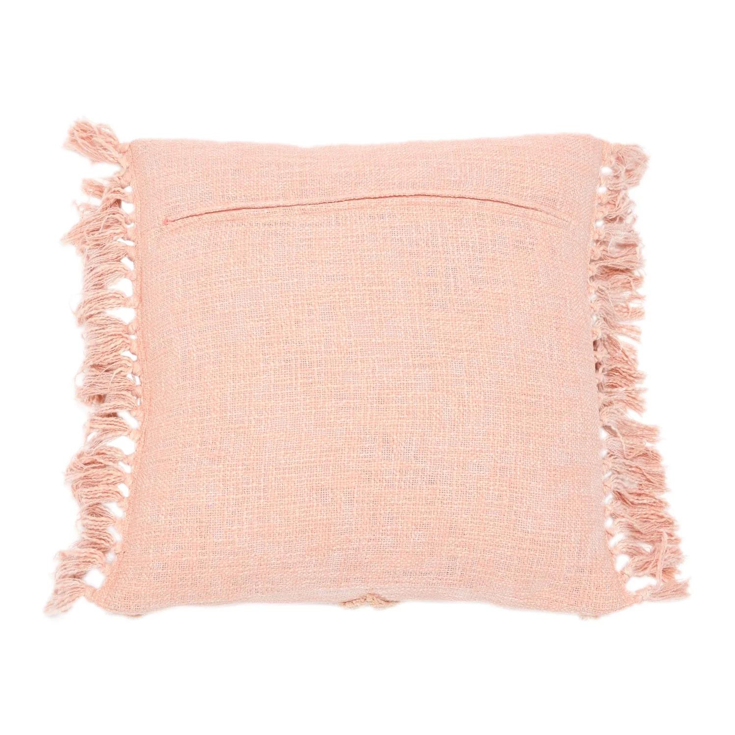 Cotton Blend Pillow w/ Tufted Pattern & Fringe - Pink - Image 4
