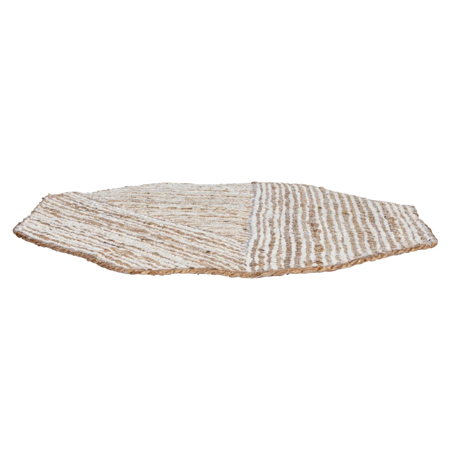 Cotton & Jute Embroidered Octagon Shaped Placemat, Natural & White - Image 2