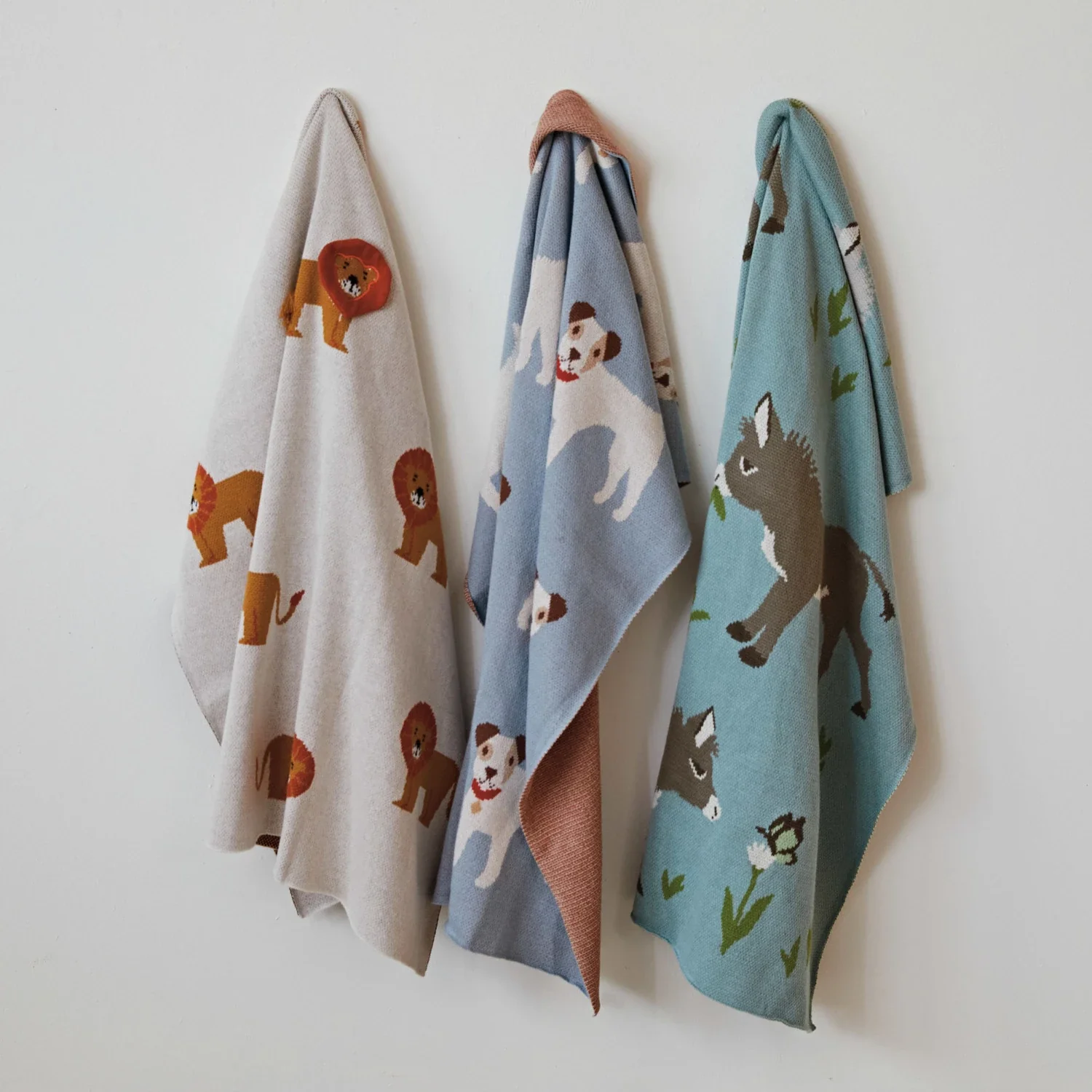 Cotton Knit Baby Blanket w/ Dogs - Image 2