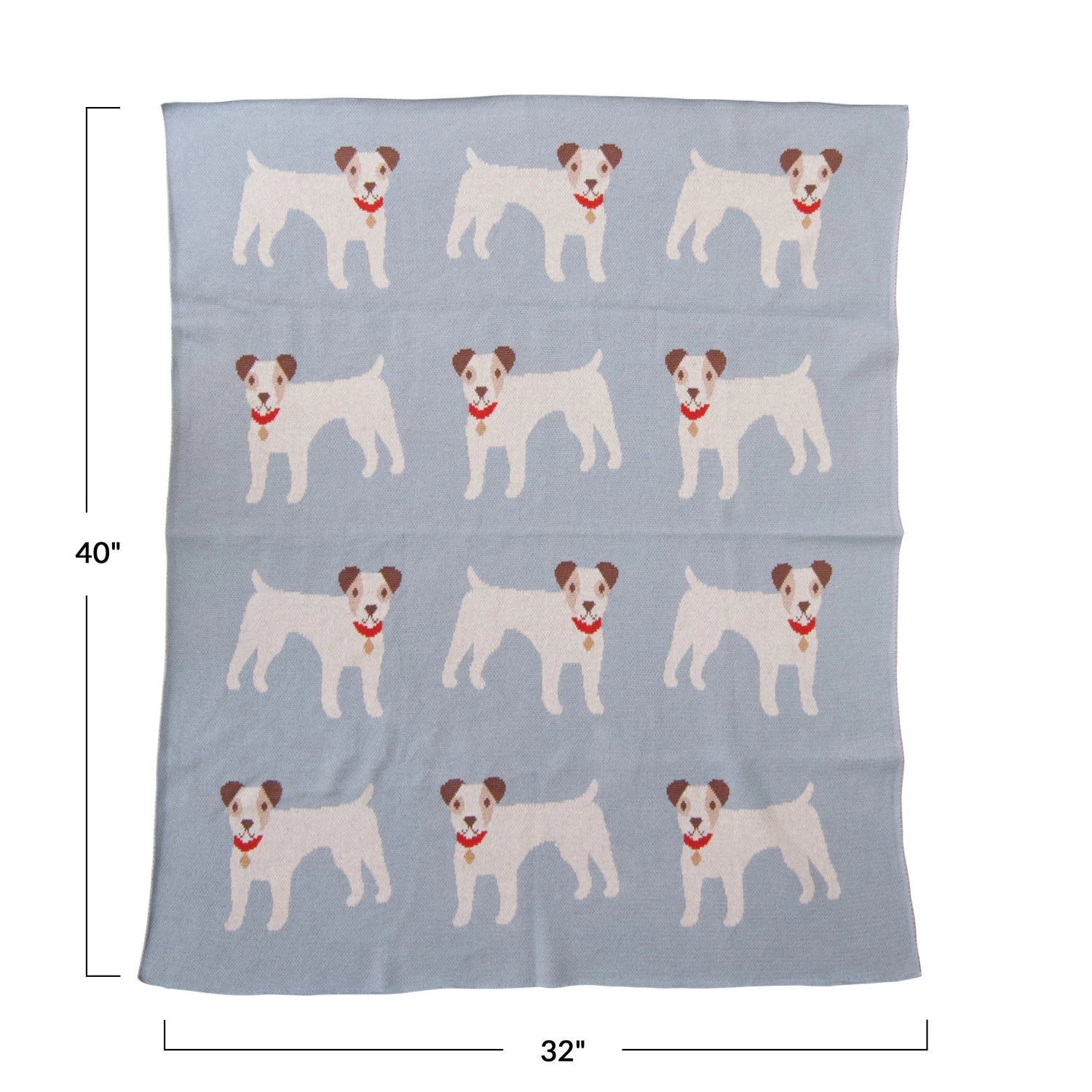 Cotton Knit Baby Blanket w/ Dogs - Image 3