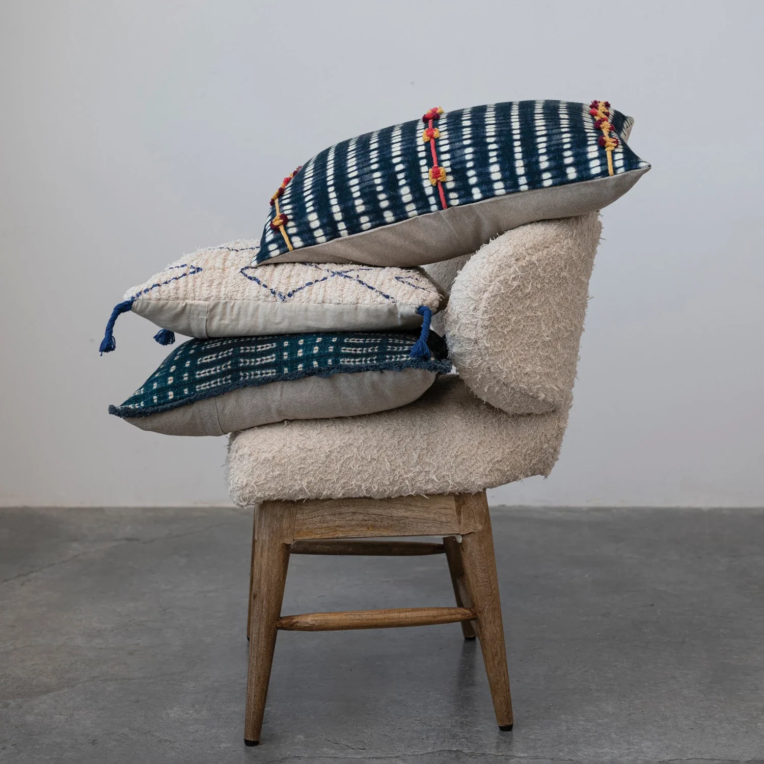 Cotton Slub Printed Pillow w/ Chambray Back - Image 2