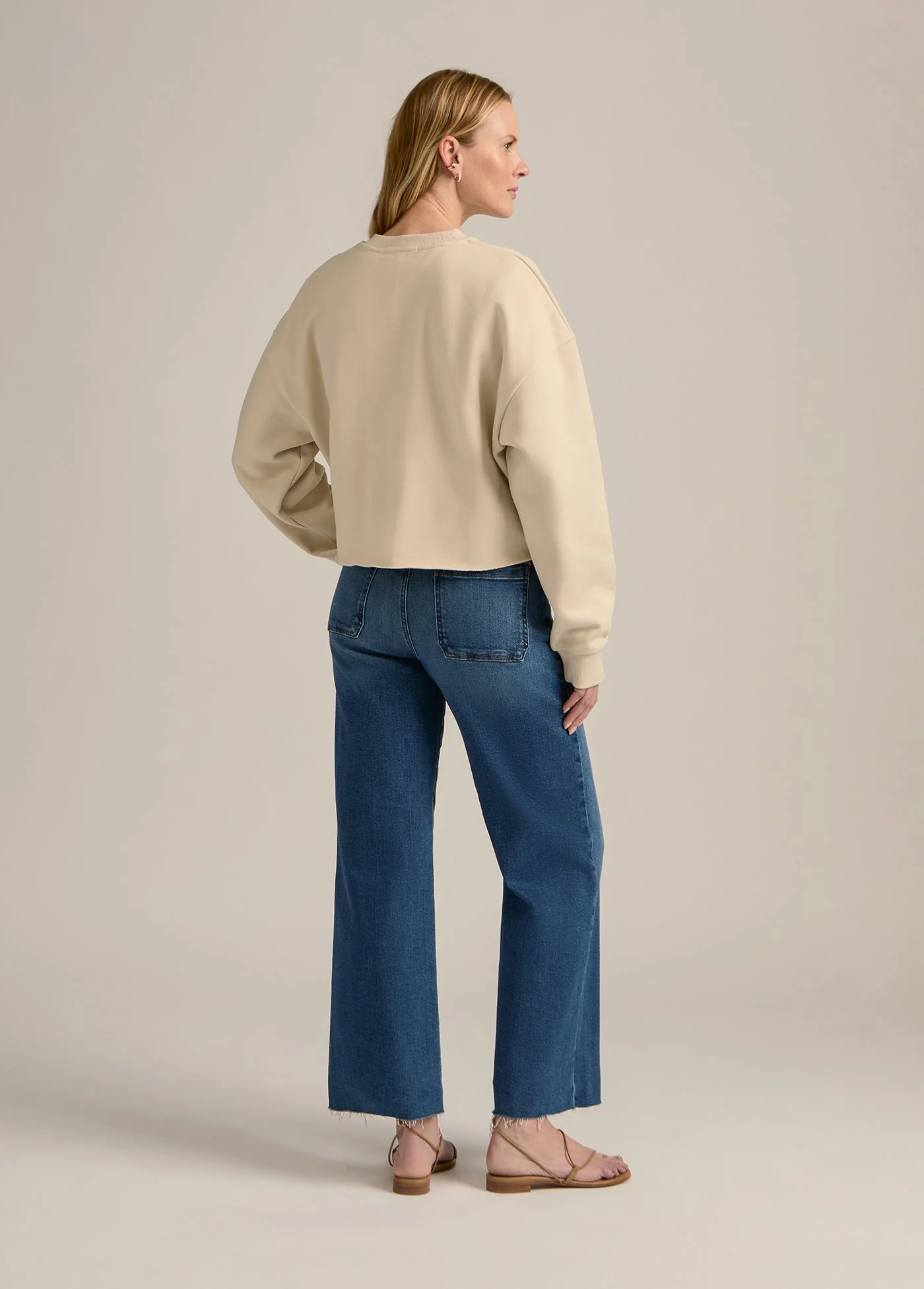 Favorite Daughter - The Cropped Collegiate Sweatshirt - French Oak Snow White - Image 5