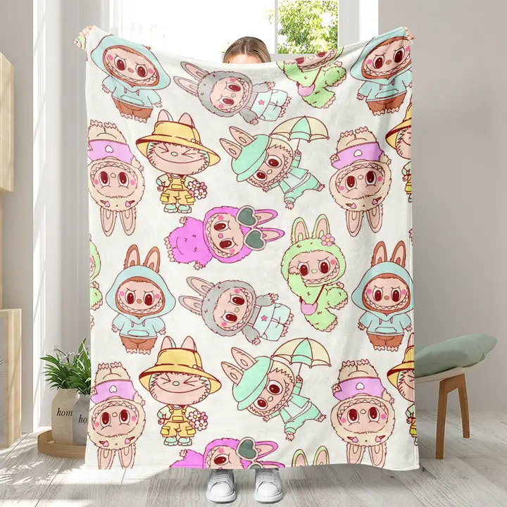 Cute Monster Printed Throw Blanket