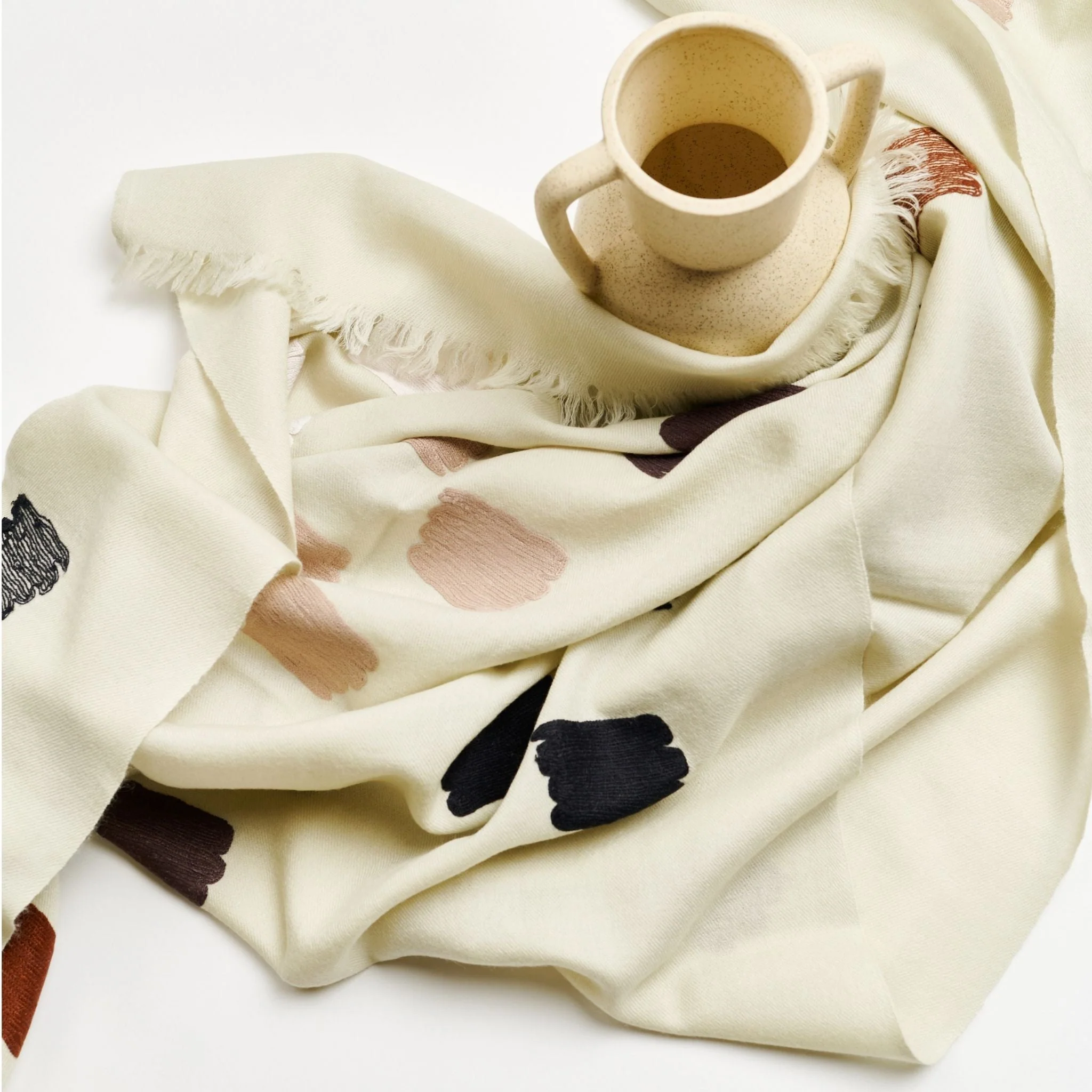 Dahlia Hand Embroidered Hand Woven Scarf - Image 5