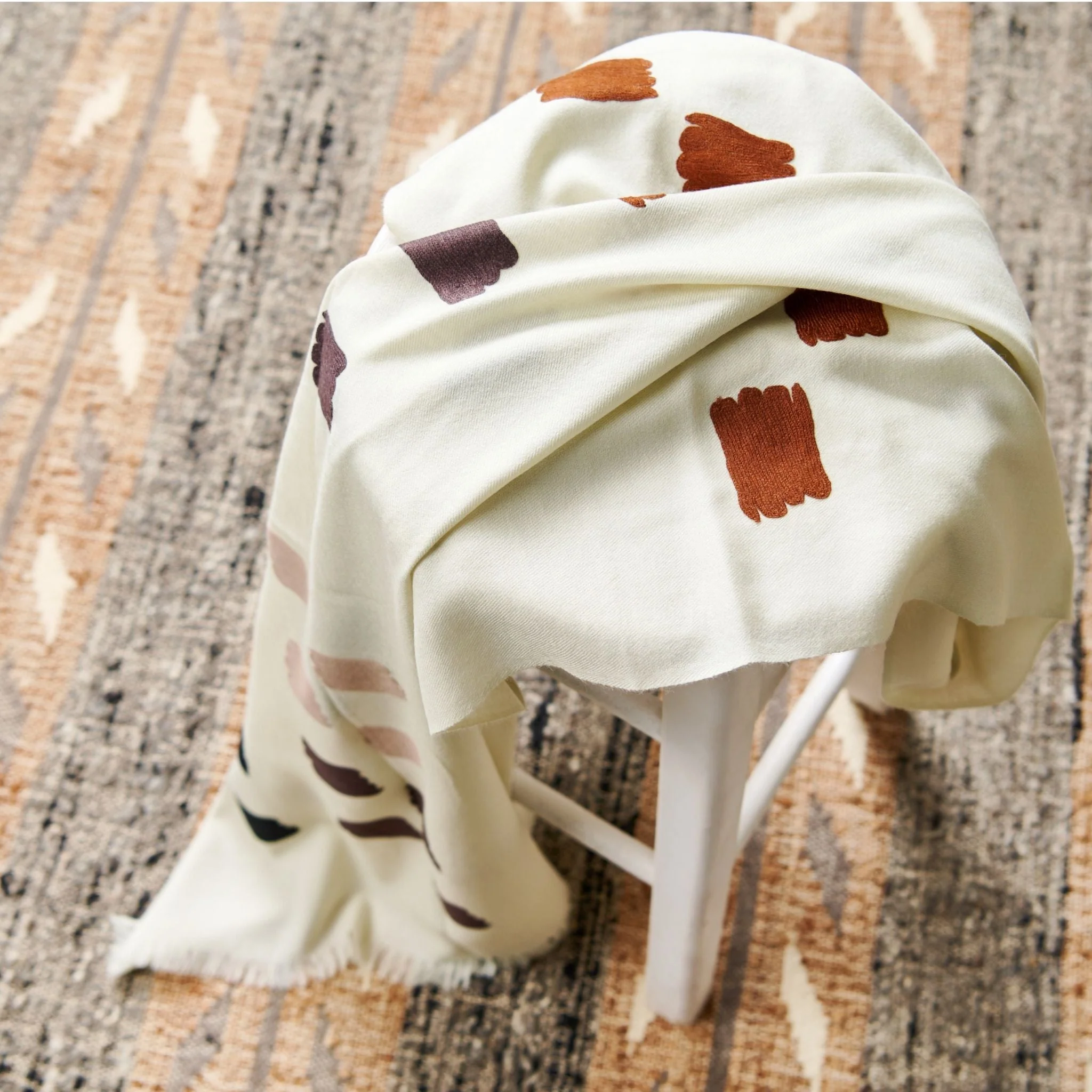Dahlia Hand Embroidered Hand Woven Scarf - Image 7