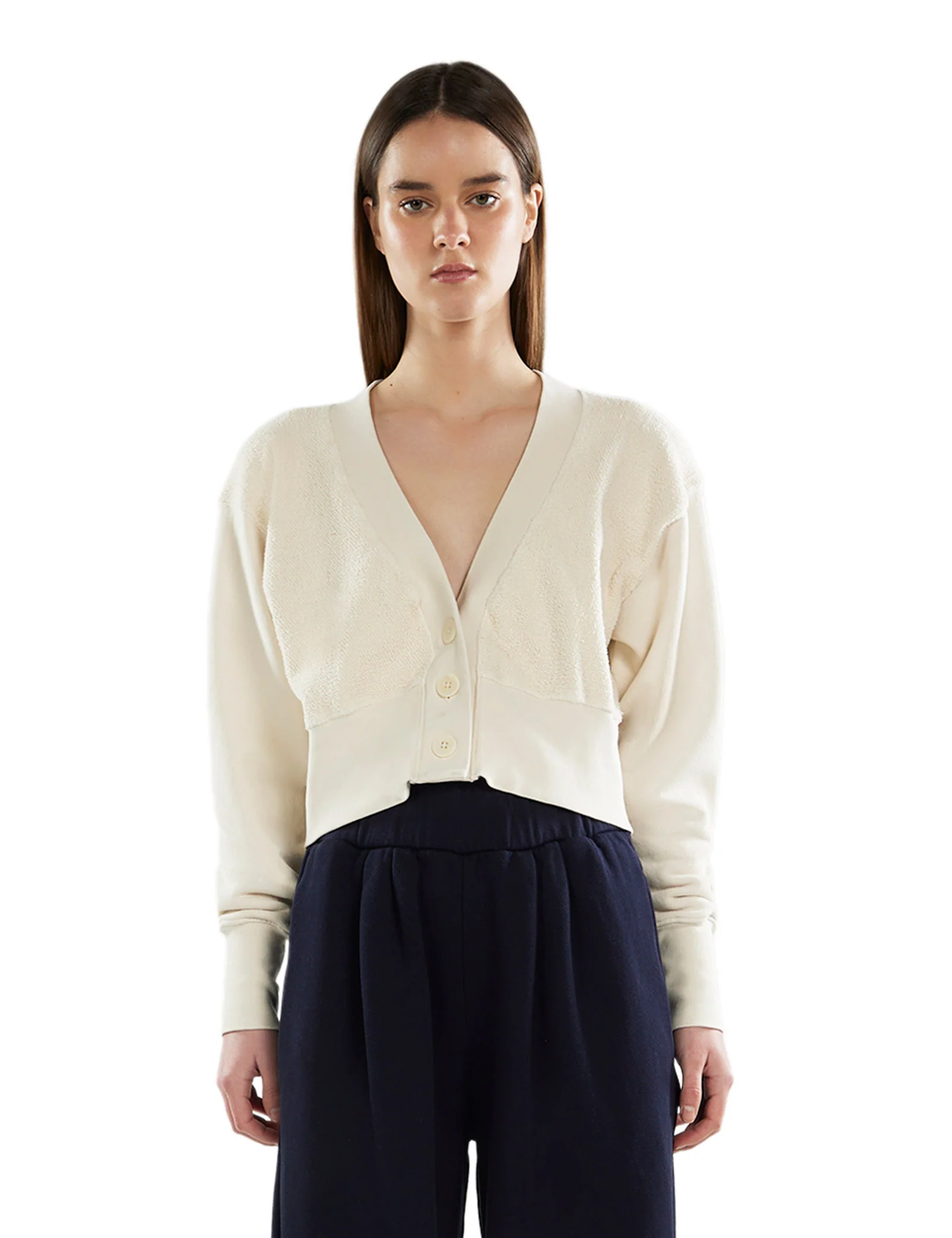 Les Tien - Diana Crop Cardigan - Ivory - Image 4