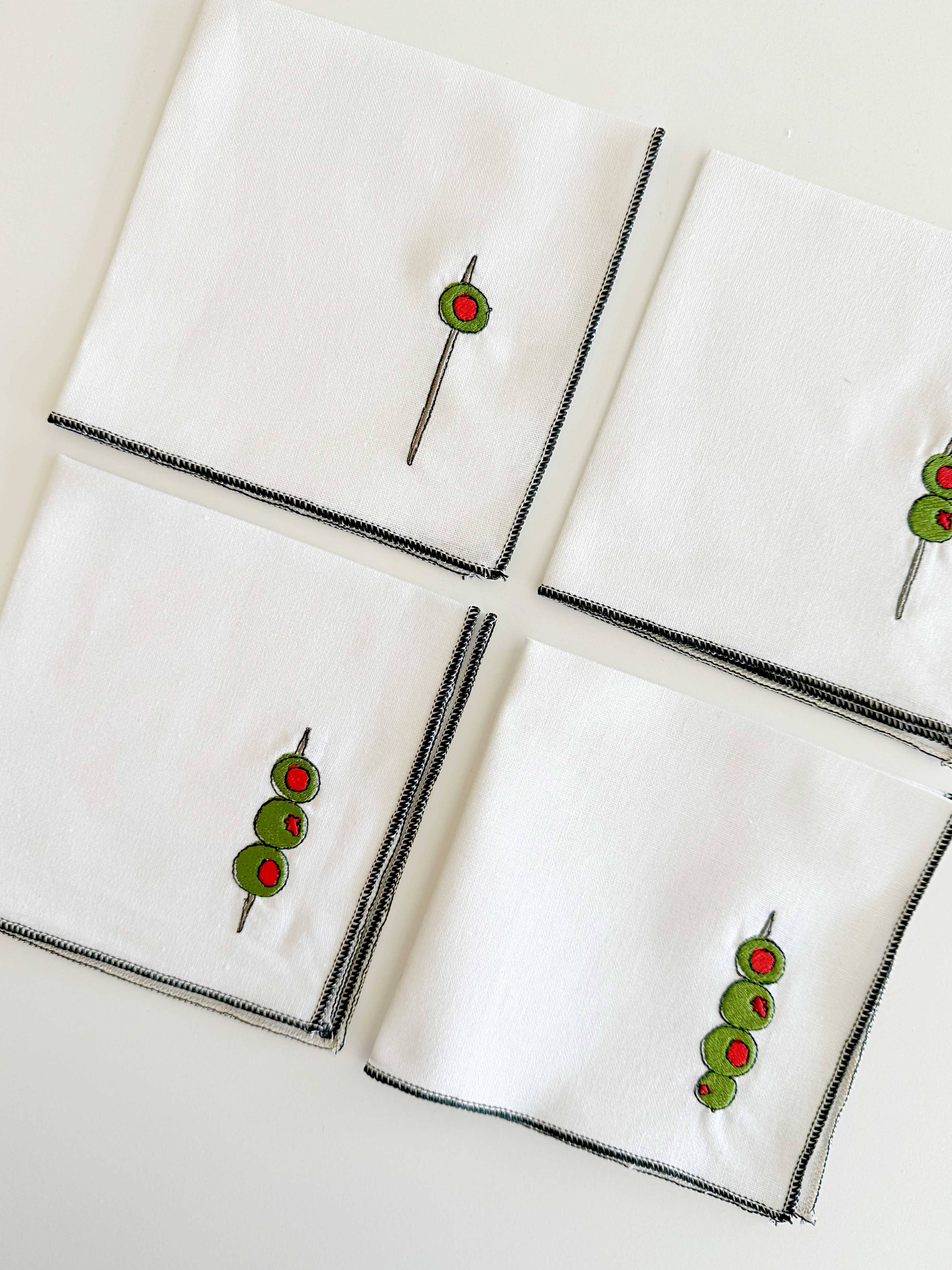 Martini Olive Cocktail Napkins, Set of 4 - Image 2