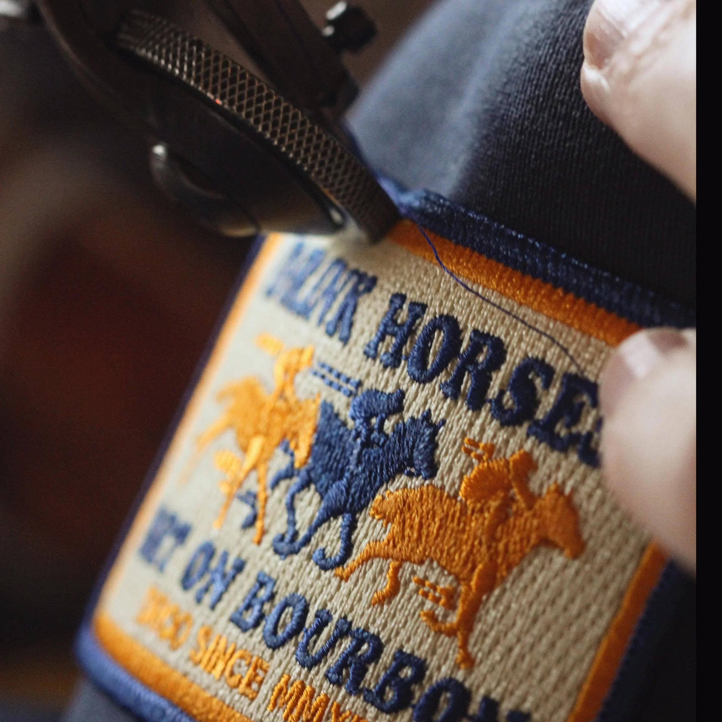 Drink Horses Bet on Bourbon Trucker Hat Navy - Image 5