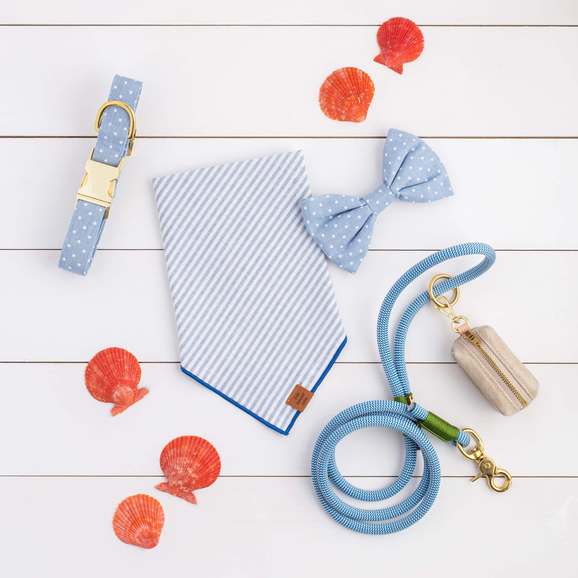 Dusty Blue Stripe Dog Bandana - Image 3