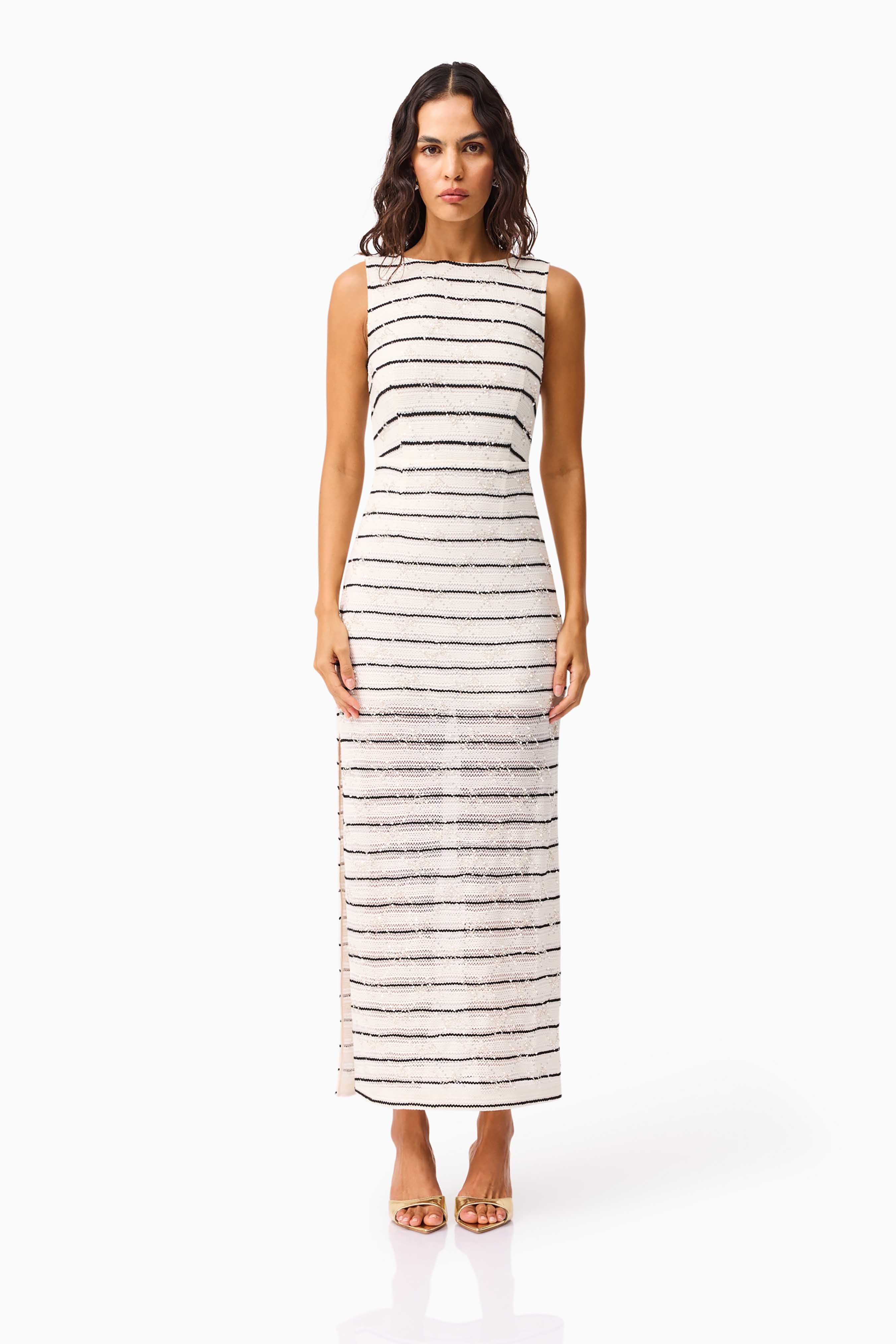 Elliatt - Eldora Low Back Midi Dress - Black & White