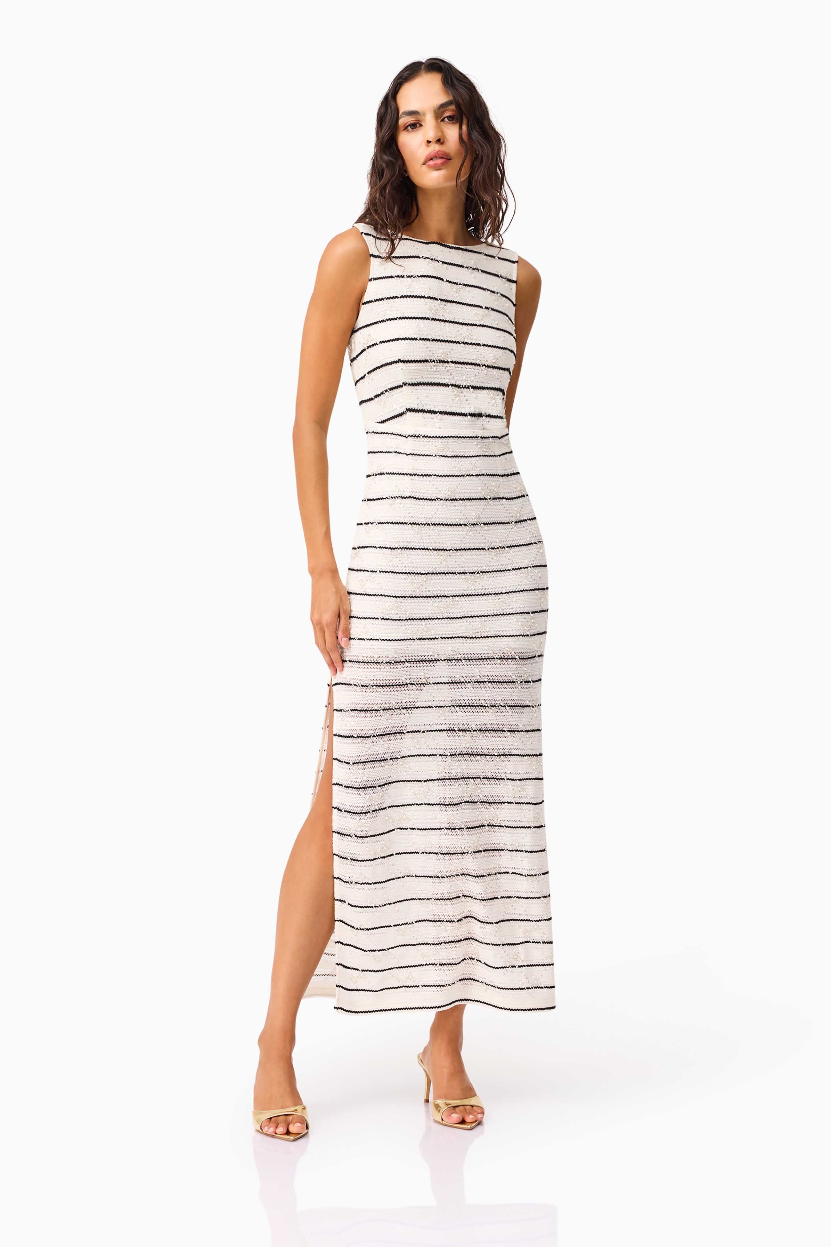 Elliatt - Eldora Low Back Midi Dress - Black & White - Image 2
