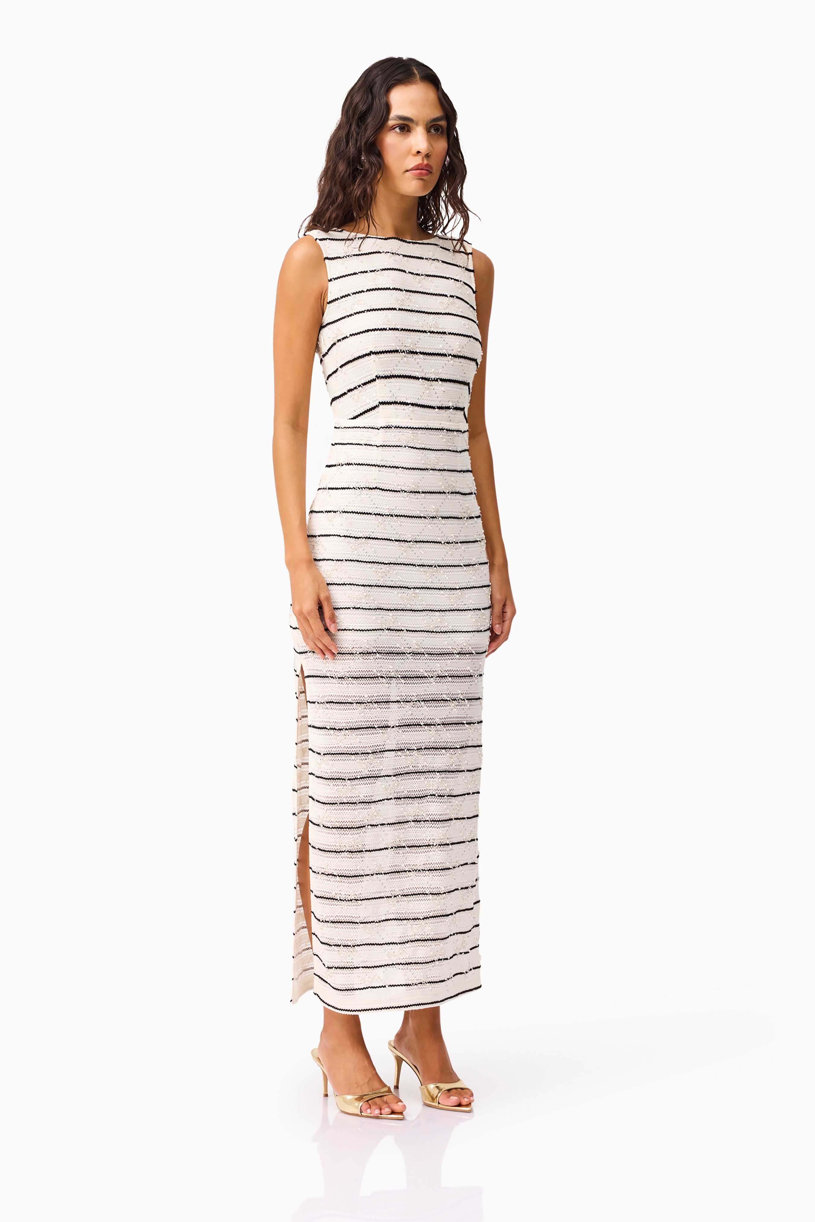 Elliatt - Eldora Low Back Midi Dress - Black & White - Image 4