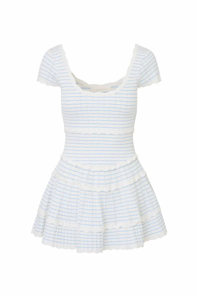 LoveShackFancy - Elisavette Striped Stretch Knit Mini Dress - Sailor Stripes - Image 5