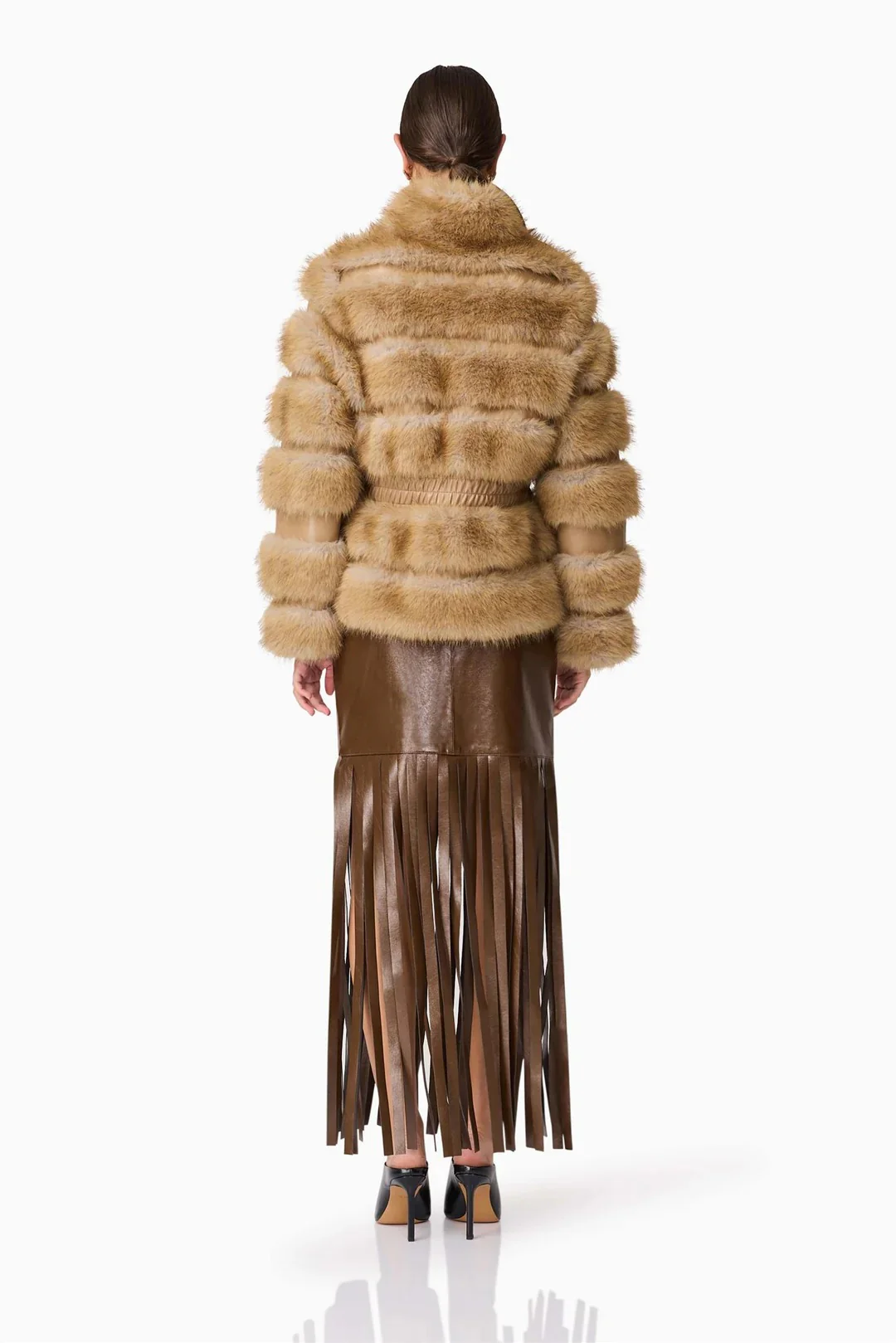 Elliatt - Aisling Faux Fur and Leather Jacket - Taupe - Image 5