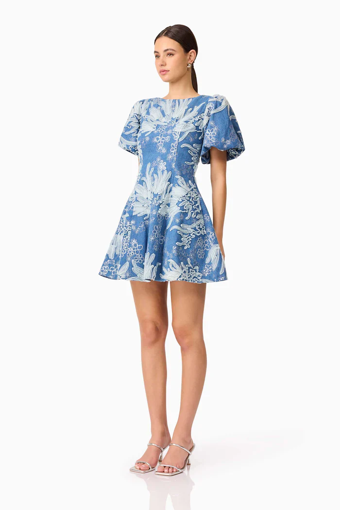Elliatt - Anneliese A-Line Mini Dress - Blue Ivory - Image 3