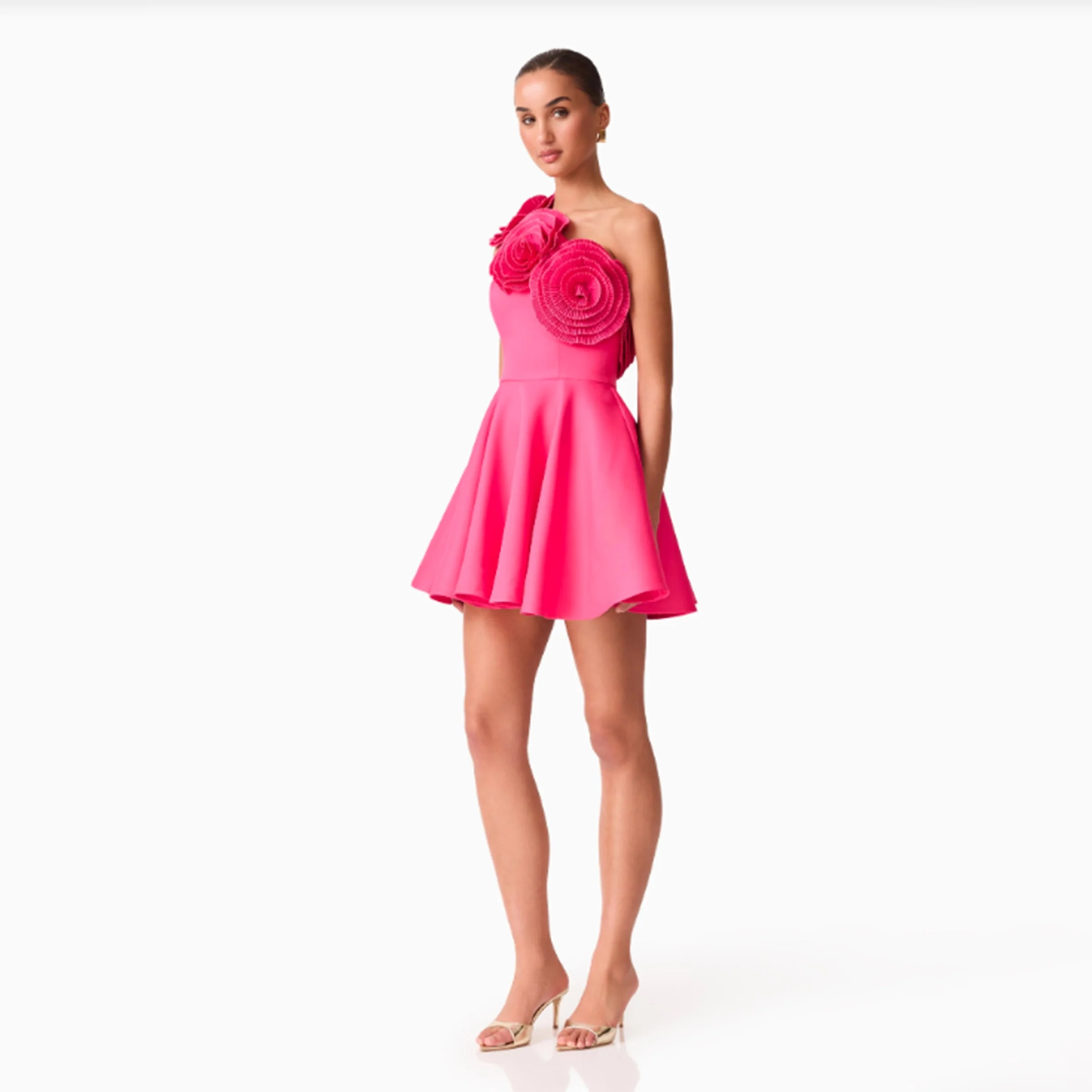 Elliatt - Noralyn One-Shoulder Mini Dress - Hot Pink - Image 2