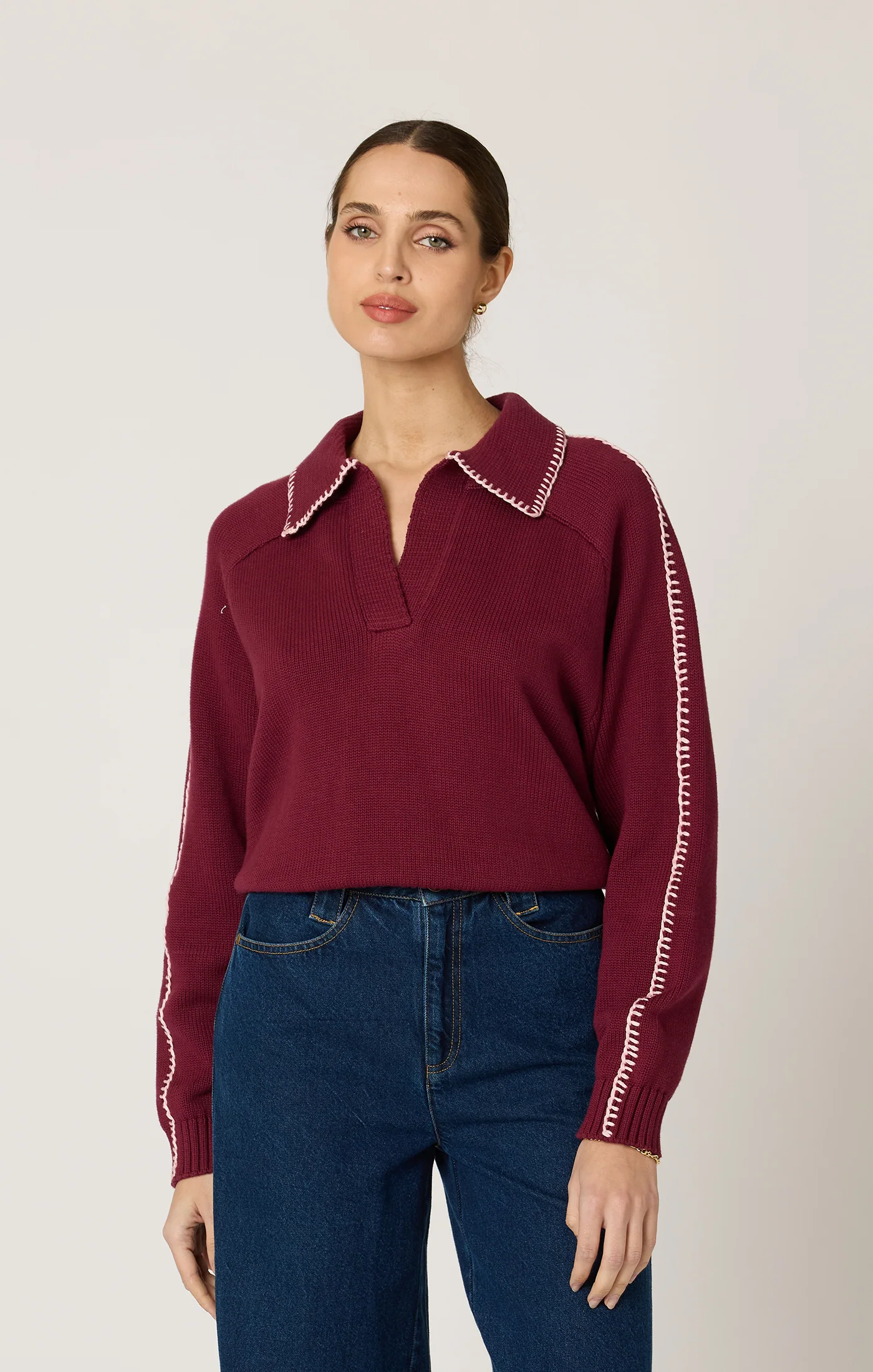 Cleobella - Elly Sweater - Zinfandel  / Ivory - Image 2
