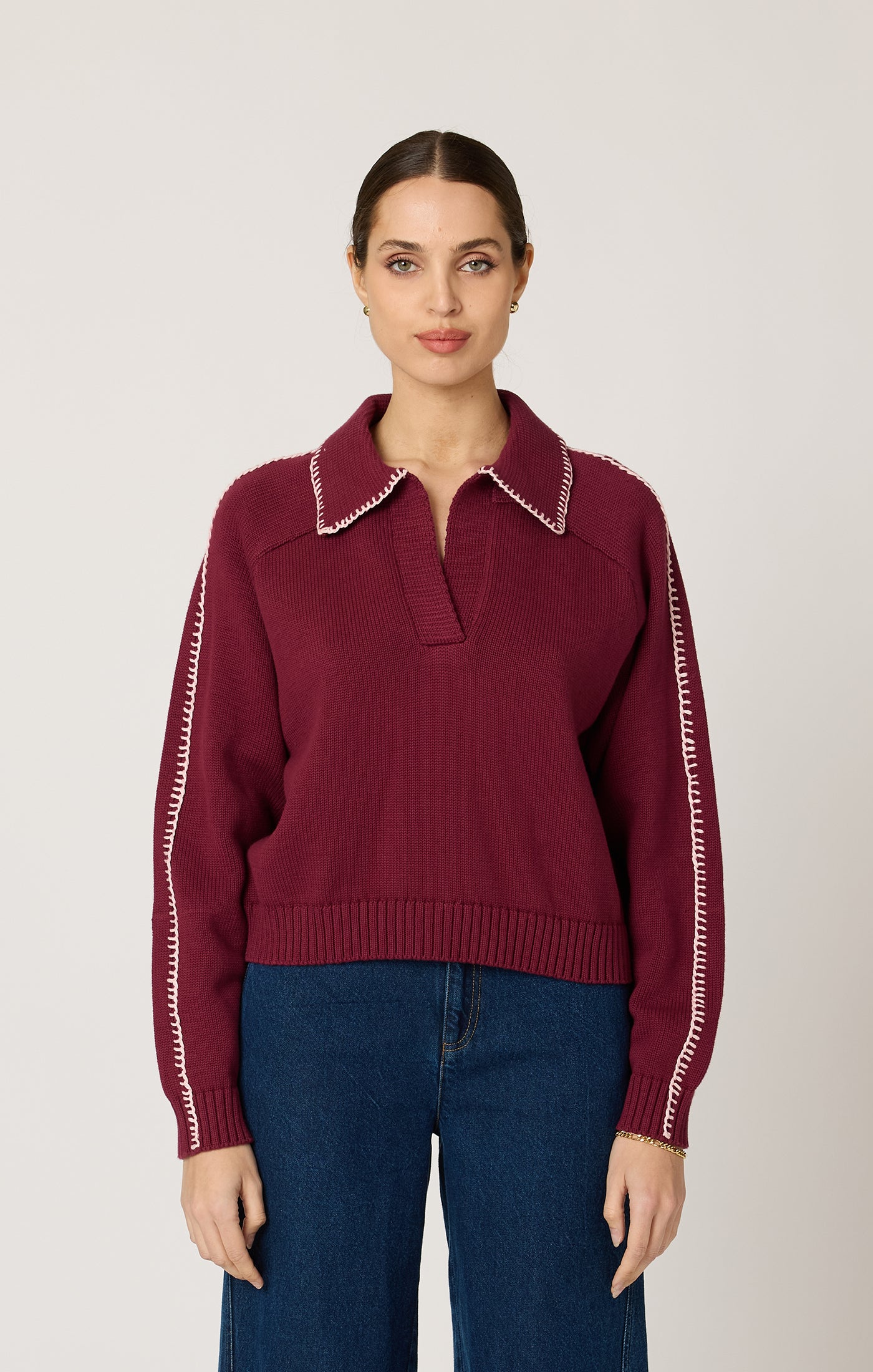 Cleobella - Elly Sweater - Zinfandel  / Ivory - Image 3