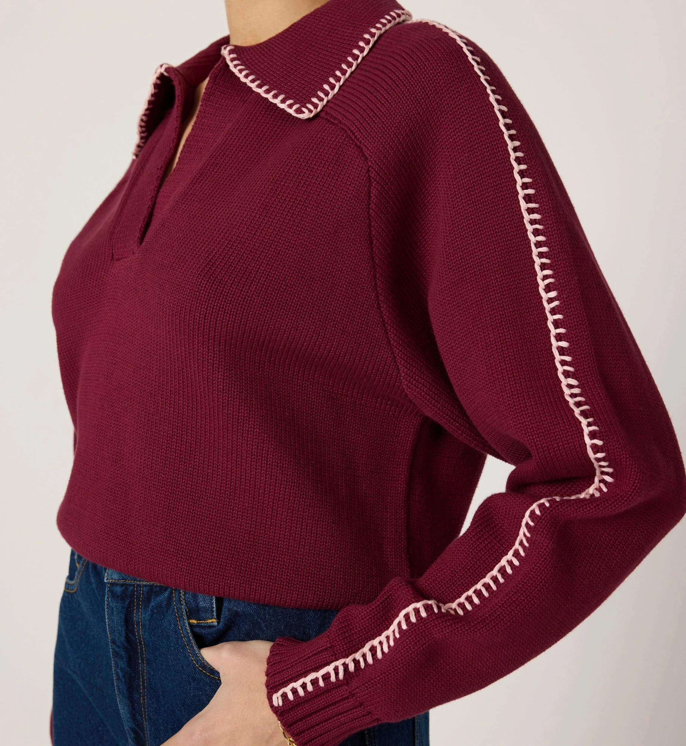 Cleobella - Elly Sweater - Zinfandel  / Ivory - Image 6