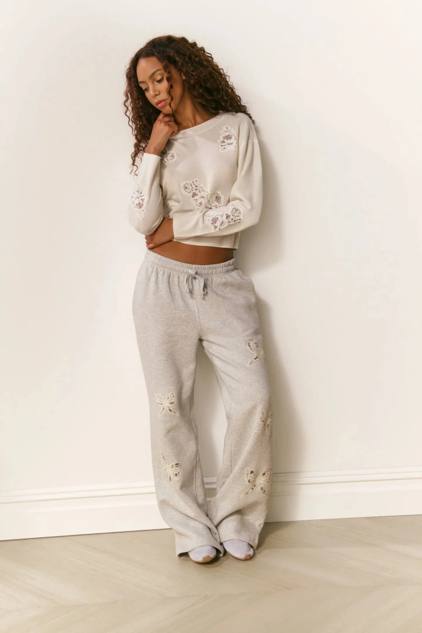 LoveShackFancy - Elma Sweatpants - Heather Grey - Image 3