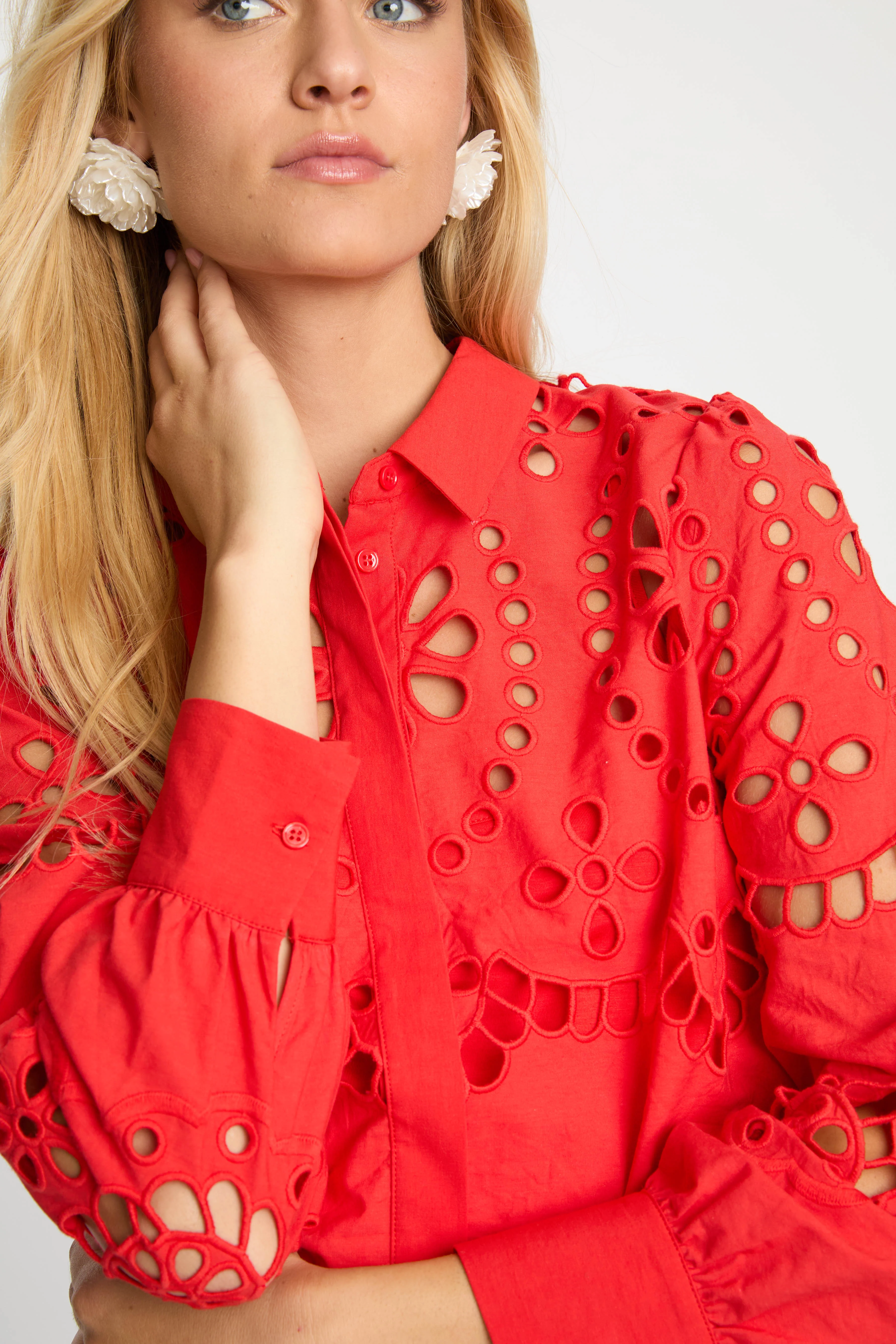 Caballero - Emmie Top - Poppy Red Eyelet Lace - Image 4