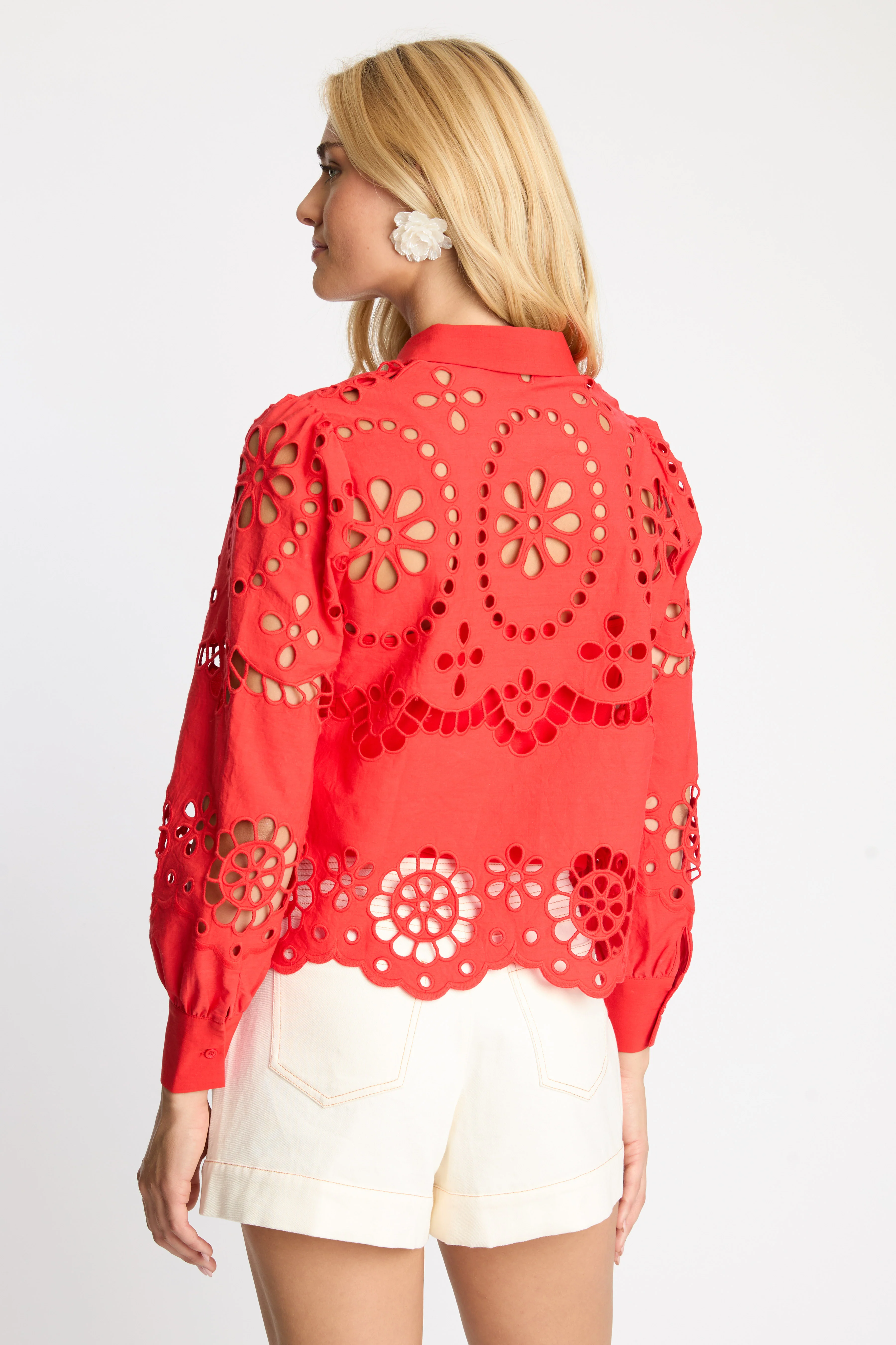 Caballero - Emmie Top - Poppy Red Eyelet Lace - Image 5
