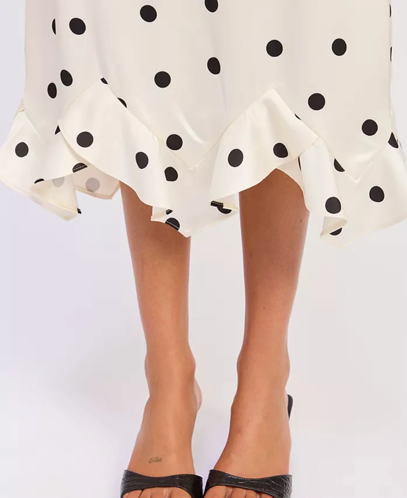 En Saison - Bias Satin Angle Ruffle Hem Maxi Slip Skirt - Ivory Black - Image 5