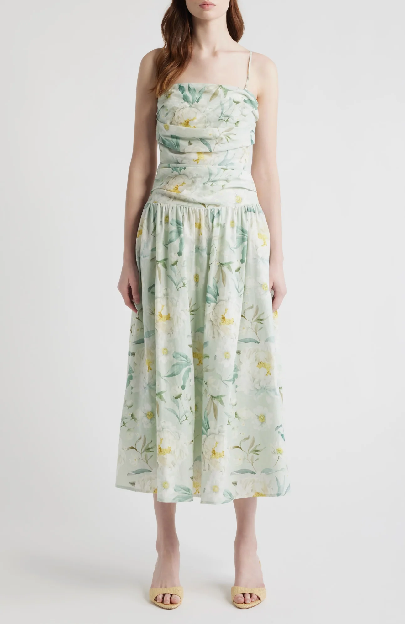 En Saison - Marlowe Midi Dress - Sage White Yellow - Image 2