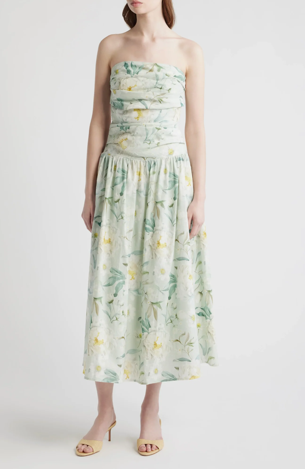 En Saison - Marlowe Midi Dress - Sage White Yellow - Image 4
