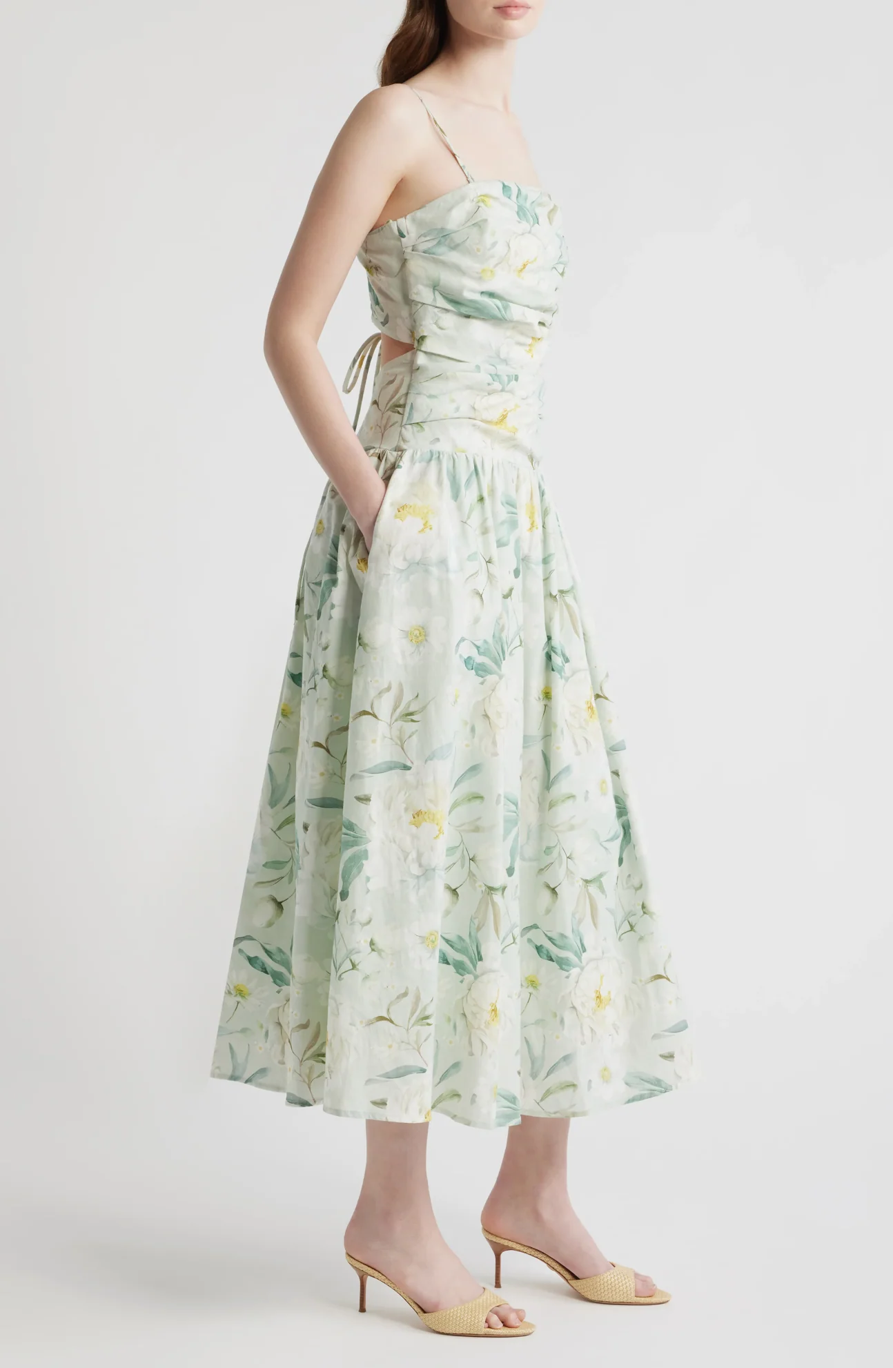 En Saison - Marlowe Midi Dress - Sage White Yellow - Image 5