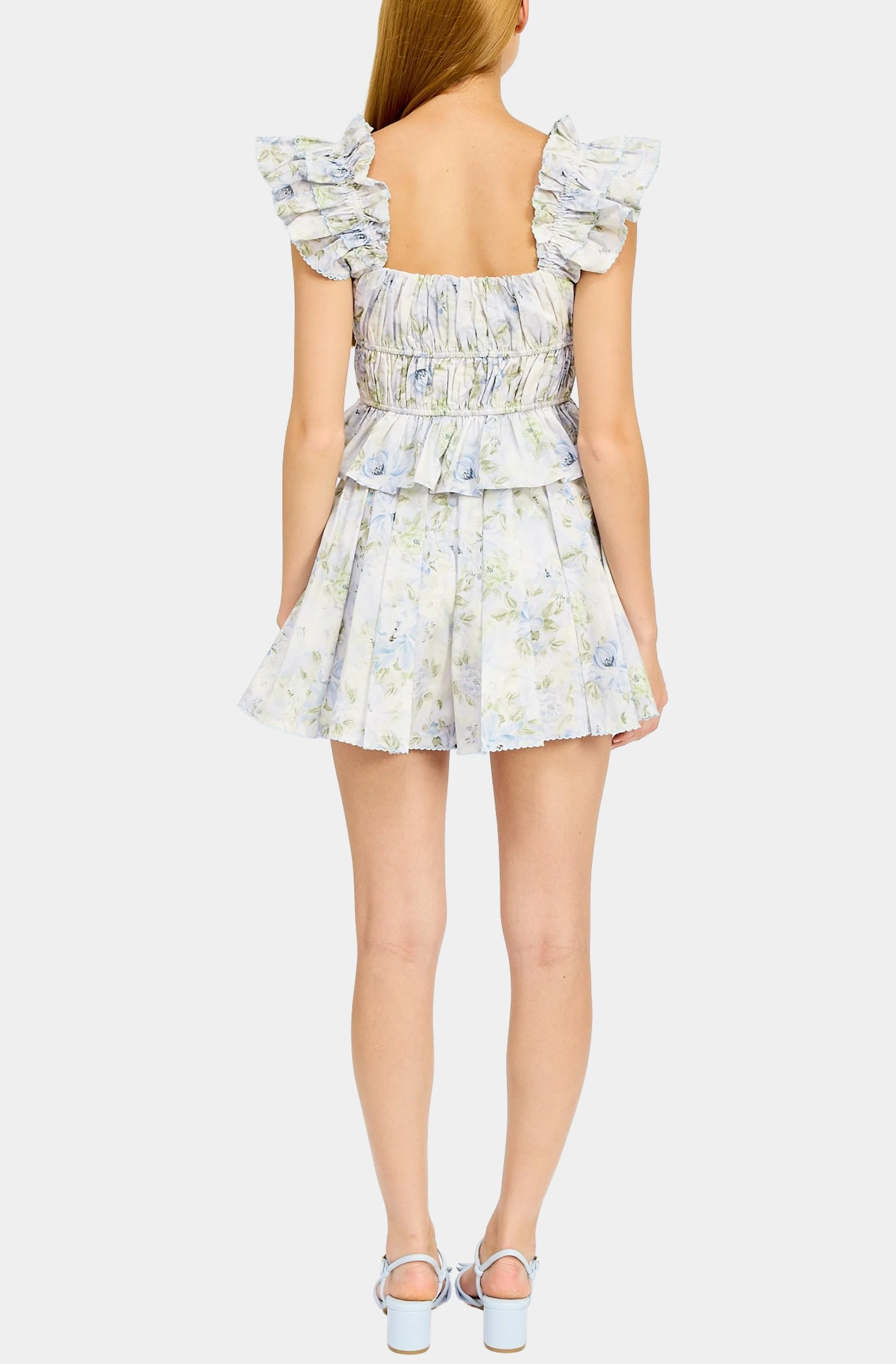 En Saison - Scarlet A-Line Shorts - Blue Sage Floral - Image 3