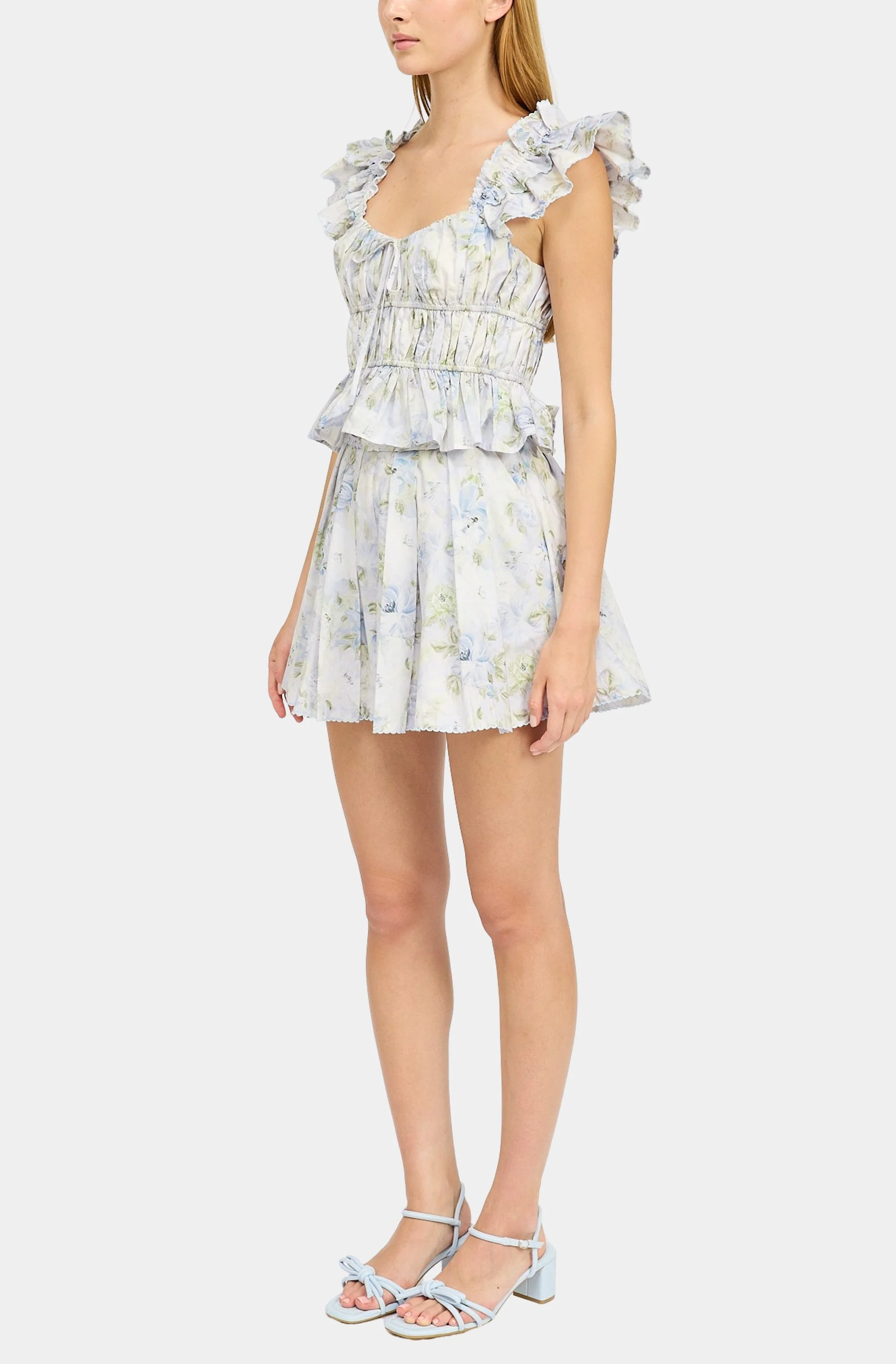 En Saison - Scarlet A-Line Shorts - Blue Sage Floral - Image 4