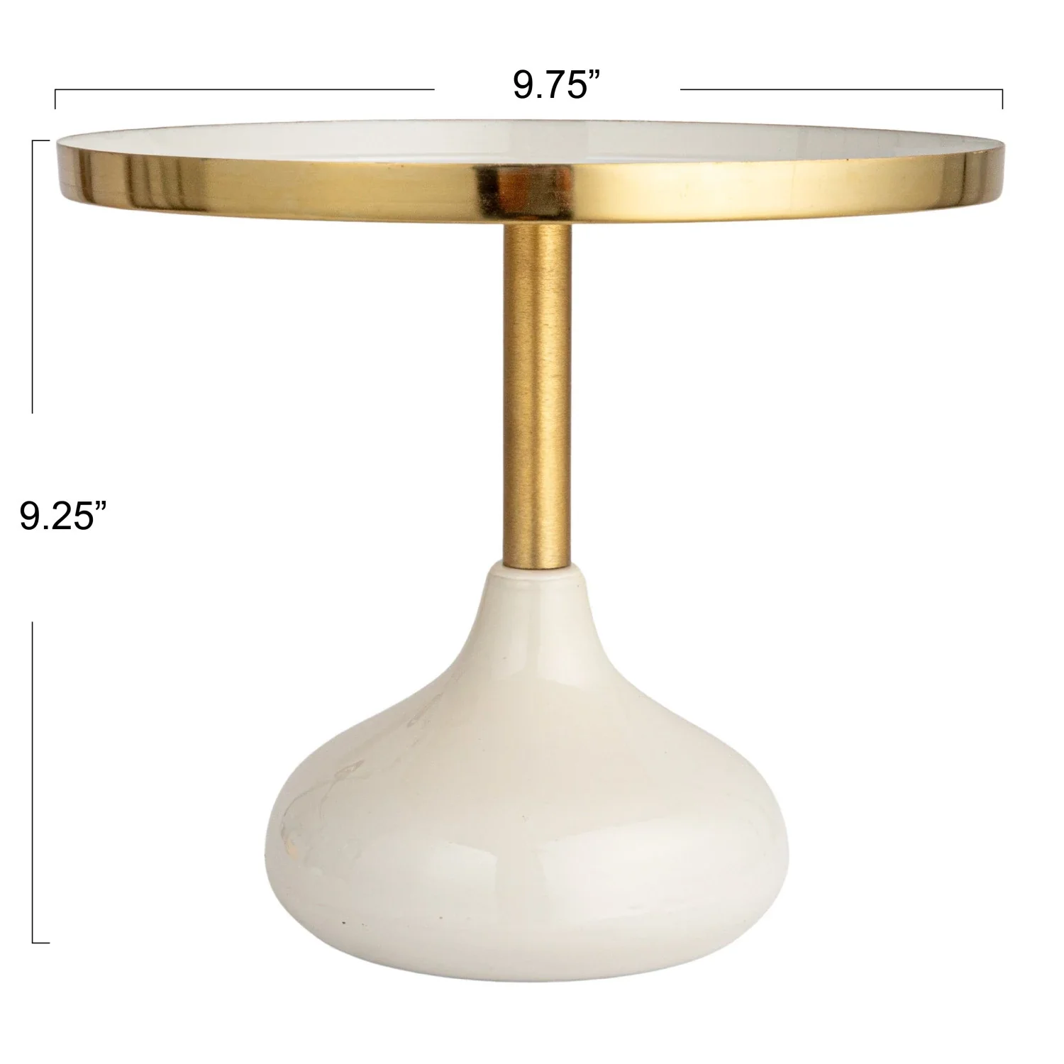 Enameled Metal Pedestal, Cream Color & Gold Finish - Image 4