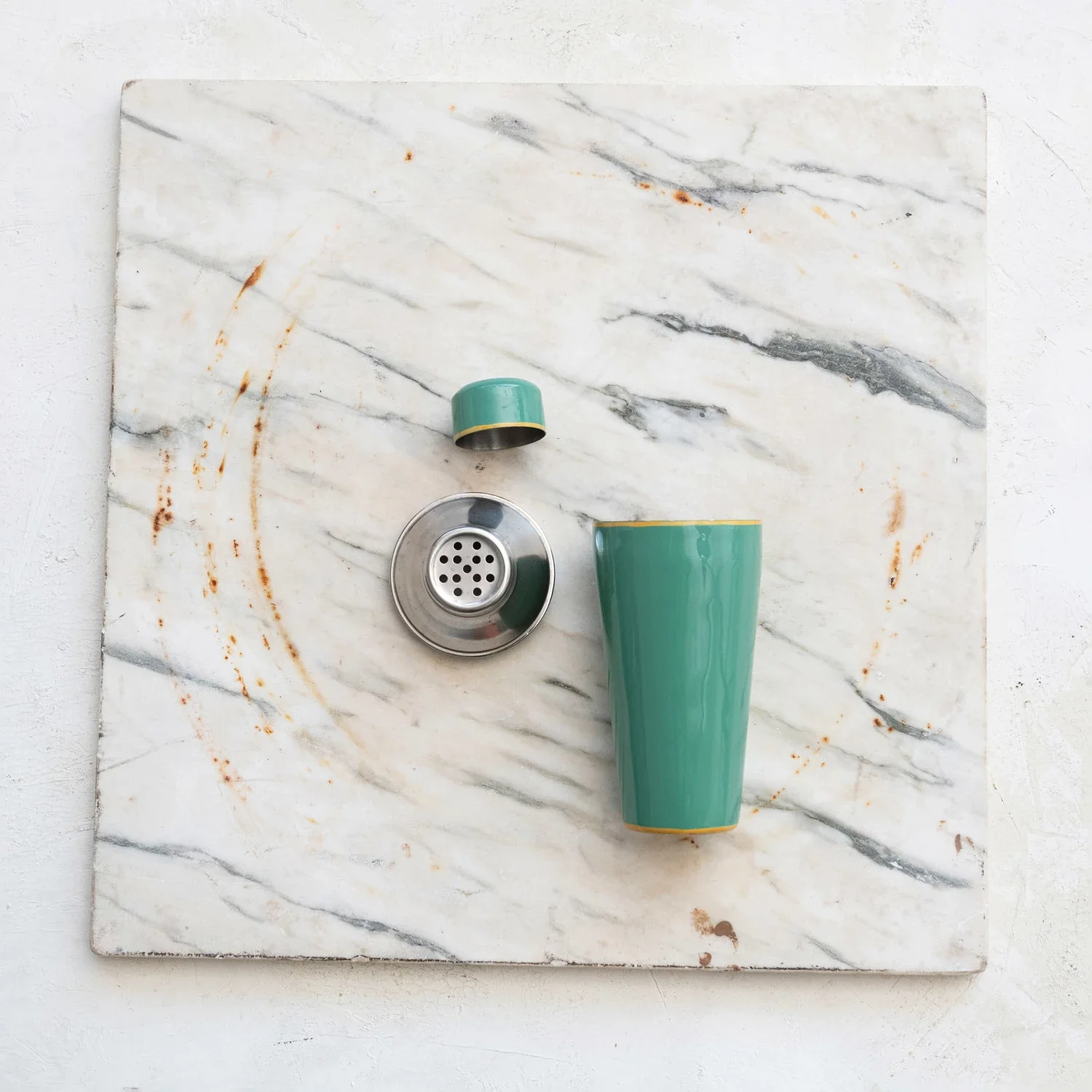 Enameled Stainless Steel Cocktail Shaker w/ Colored Edge