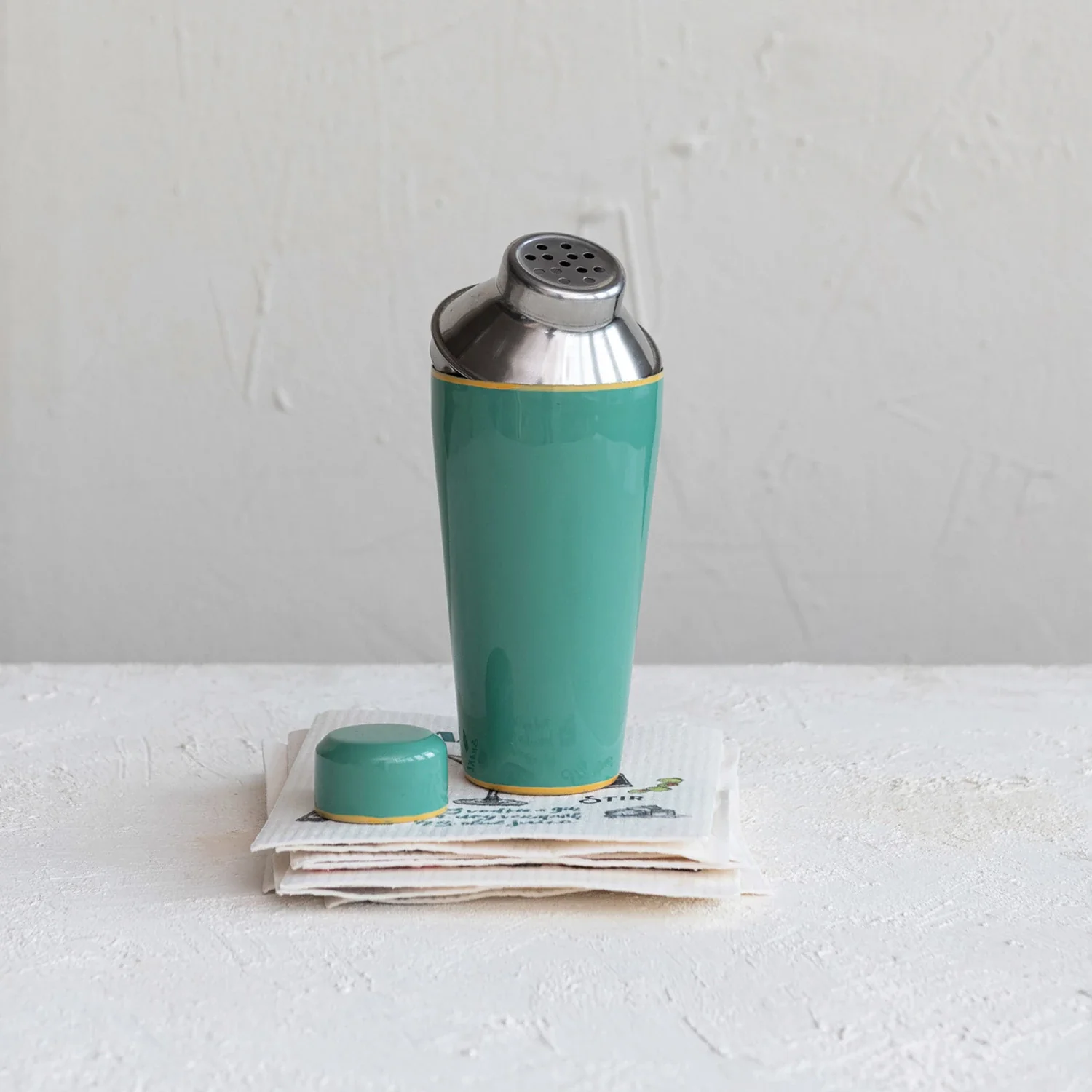 Enameled Stainless Steel Cocktail Shaker w/ Colored Edge - Image 2