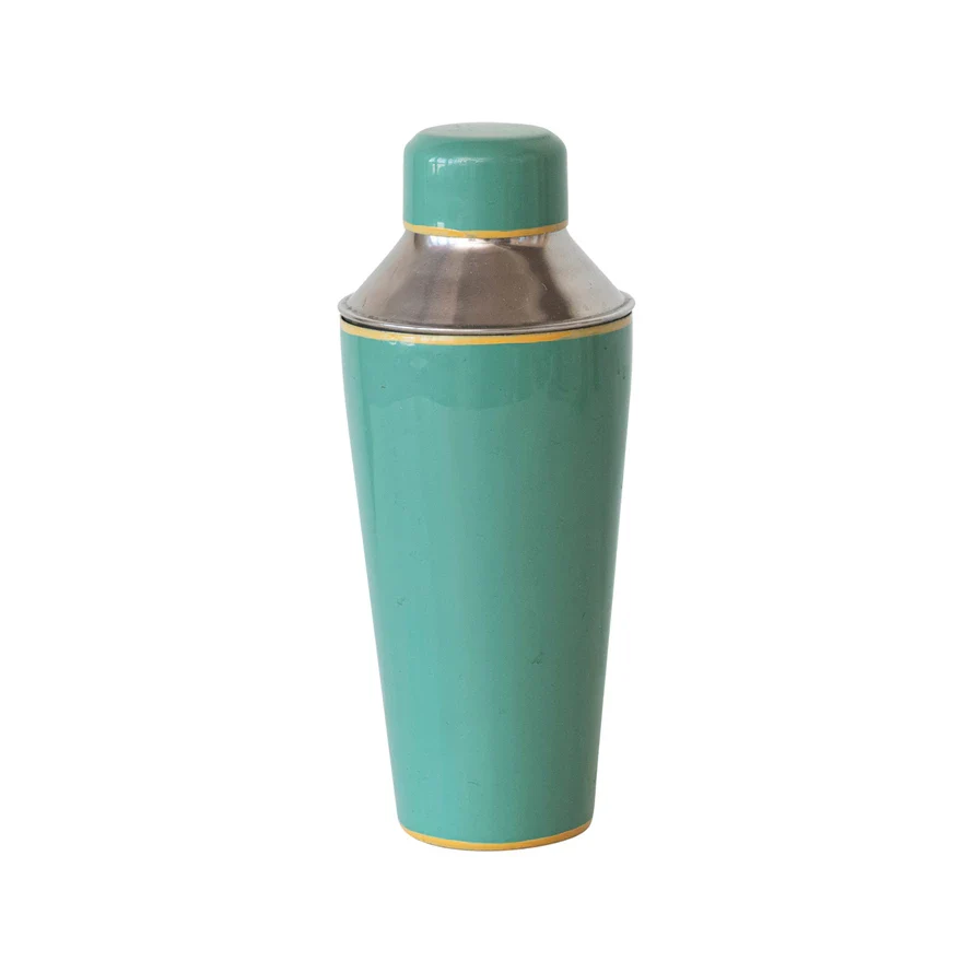 Enameled Stainless Steel Cocktail Shaker w/ Colored Edge - Image 4