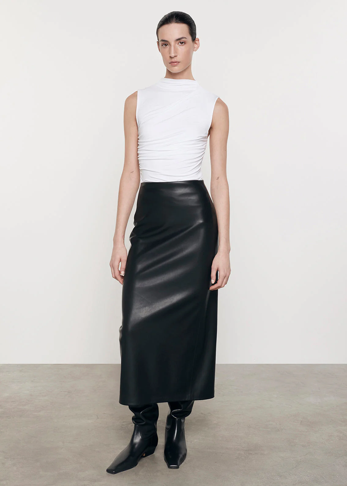Enza Costa - Silk Rib Sleeveless Mockneck - White - Image 3