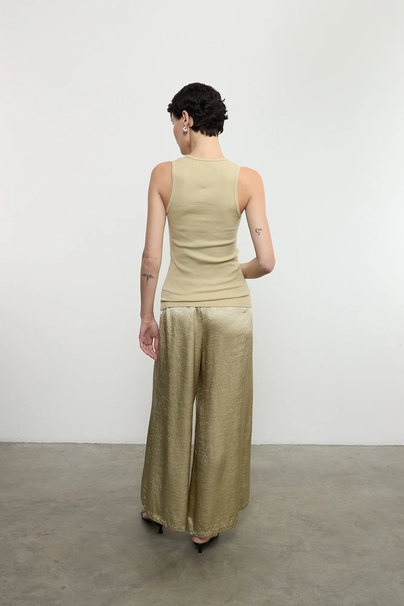 Enza Costa - Textured Satin Palazzo Pant - Celadon - Image 4