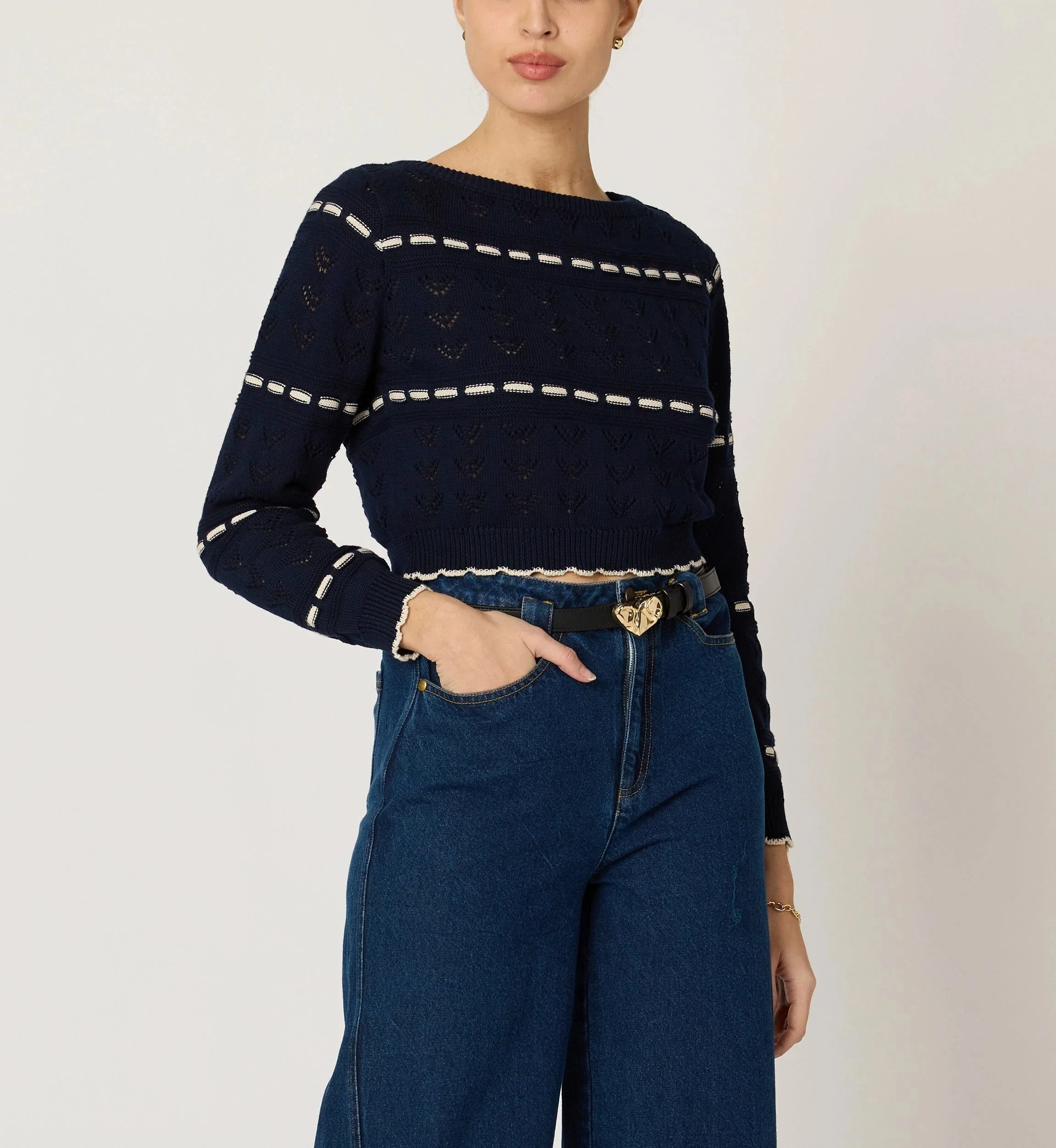 Cleobella - Estrella Sweater - Dark Blue / Ivory - Image 3